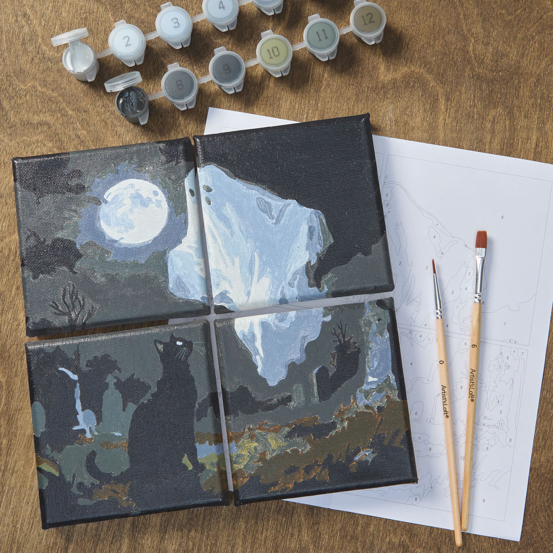Black Cat & Ghost Paint-by-Number Gallery Mini Kit by Artist's Loft®