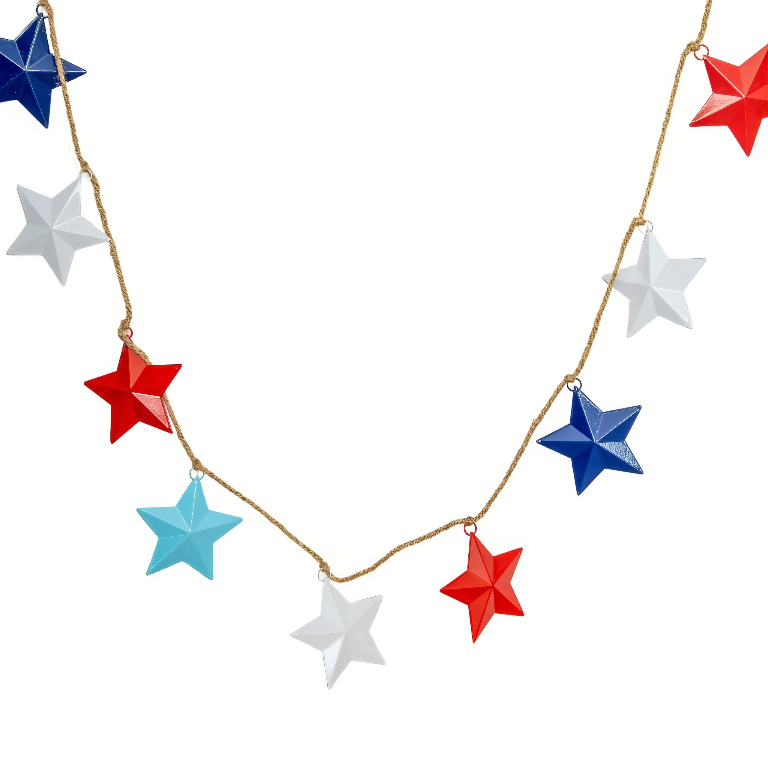 6ft. Red, White & Blue Metal Star Garland by Celebrate It™ - Image 2