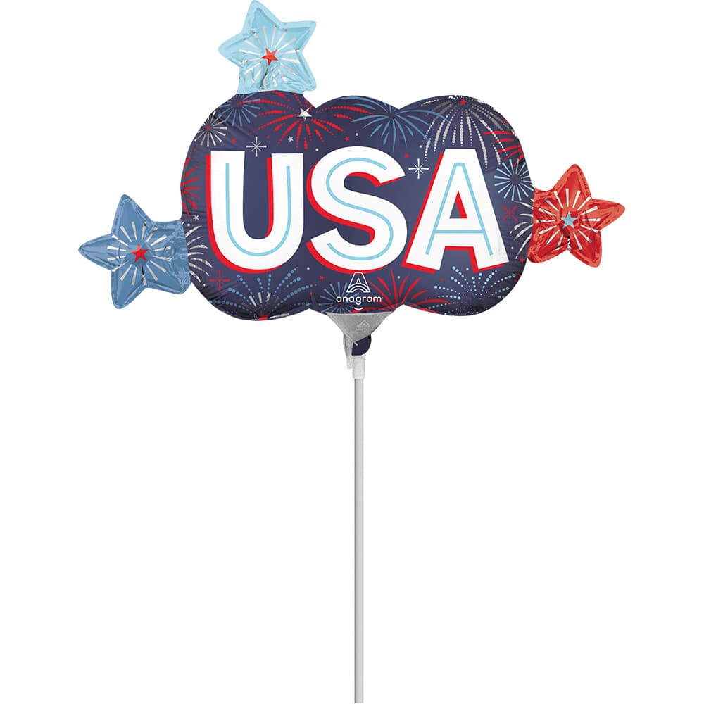 13" Patriotic Burst Stick Balloon