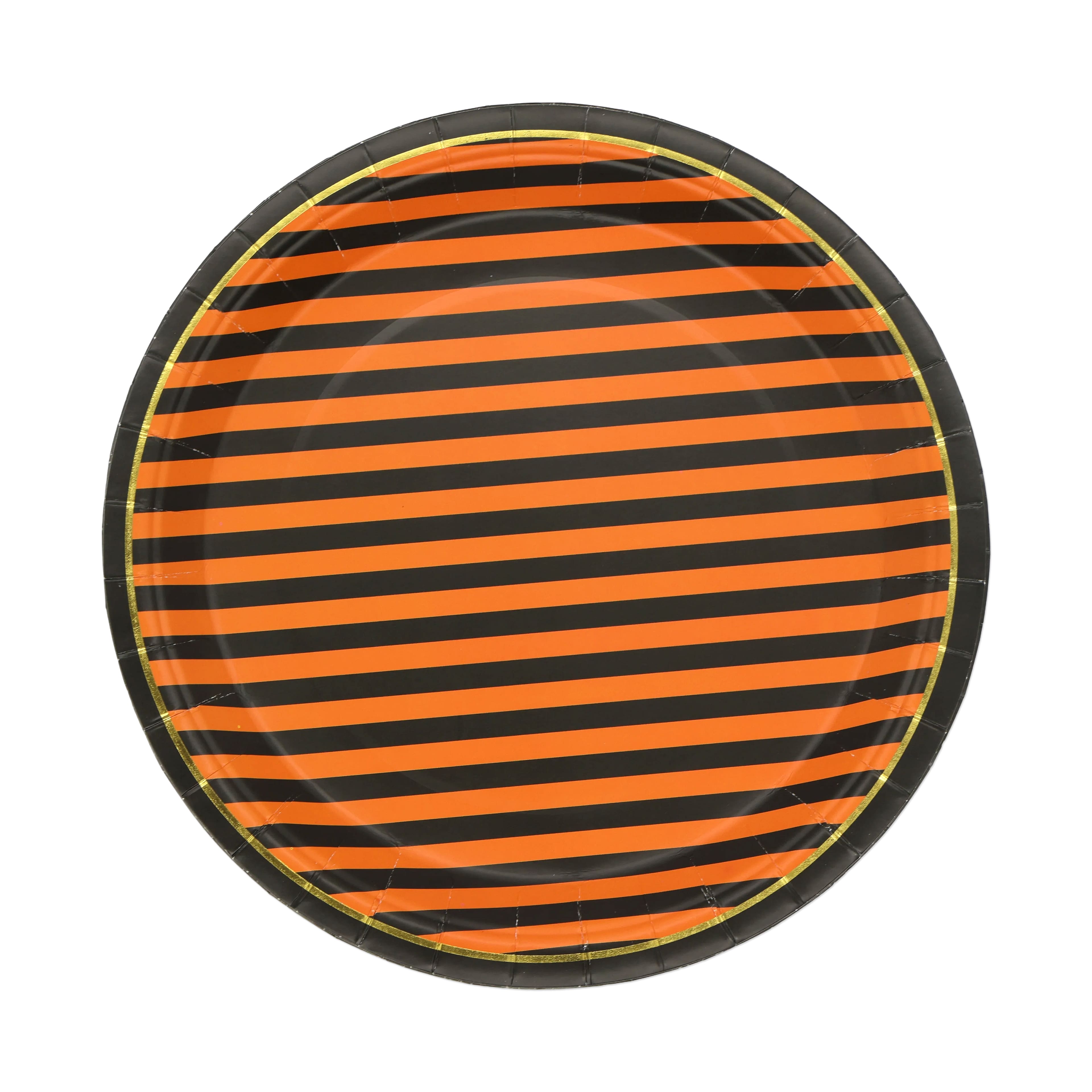 9" Halloween Orange & Black Striped Dinner Plates, 10ct. by Celebrate It™