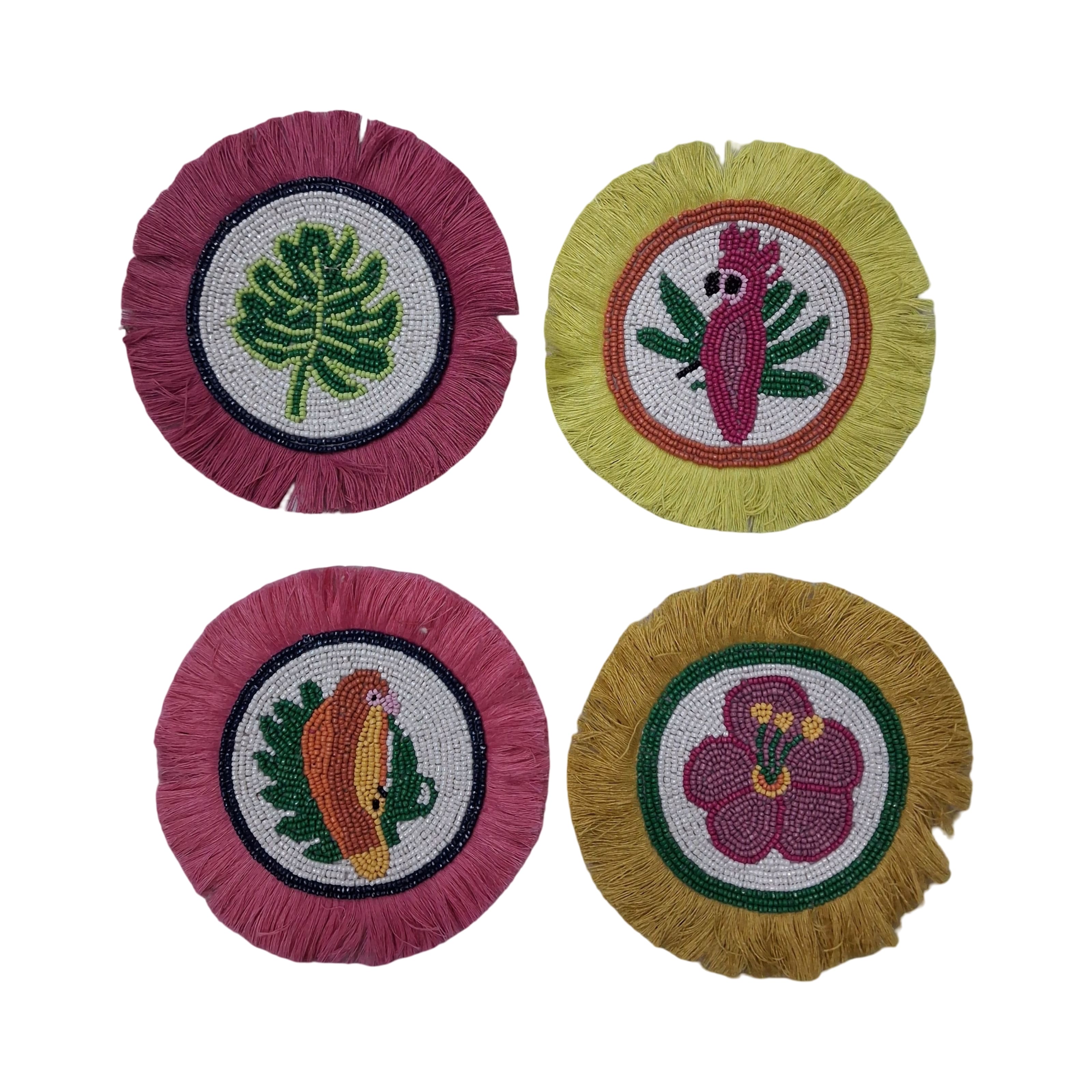 6" Round Tropical Beaded Coasters with Fringe, 4ct. by Ashland®