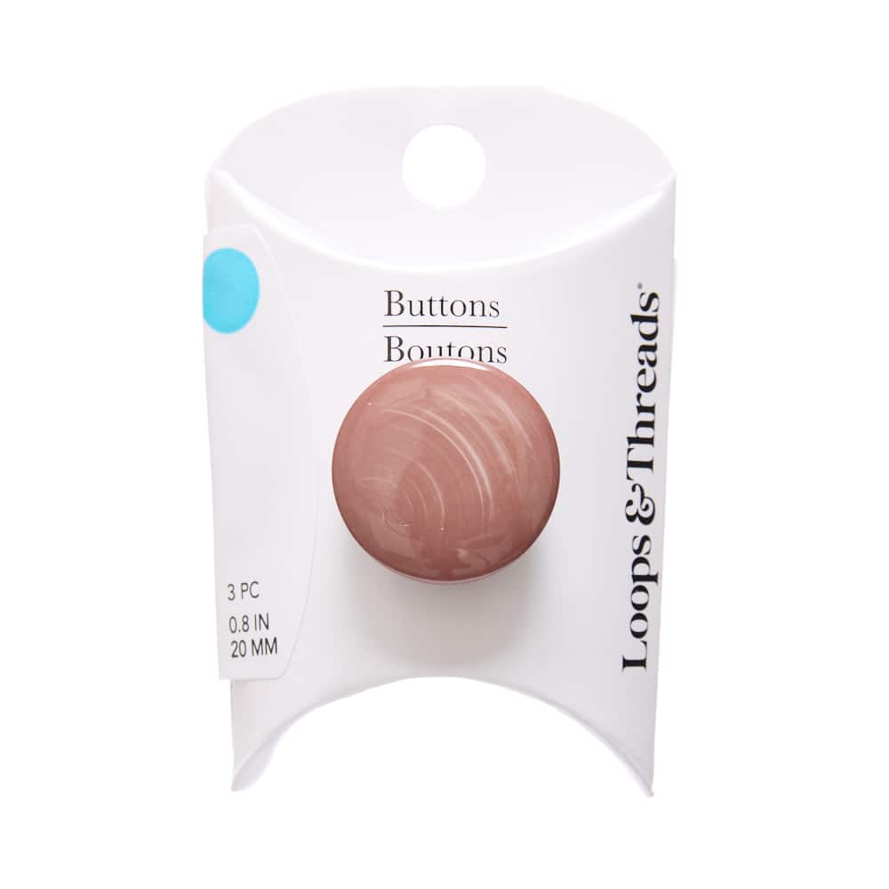 20mm Pink Radial Round Buttons, 3ct. by Loops & Threads®