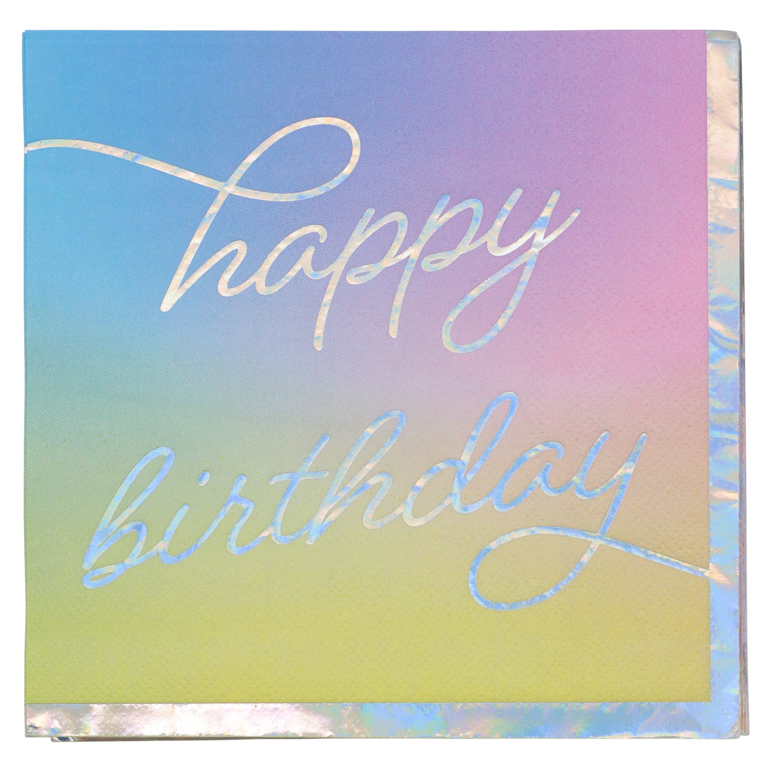 Happy Birthday Ombre Lunch Napkins with Iridescent Foil Edges, 20ct. by Celebrate It™