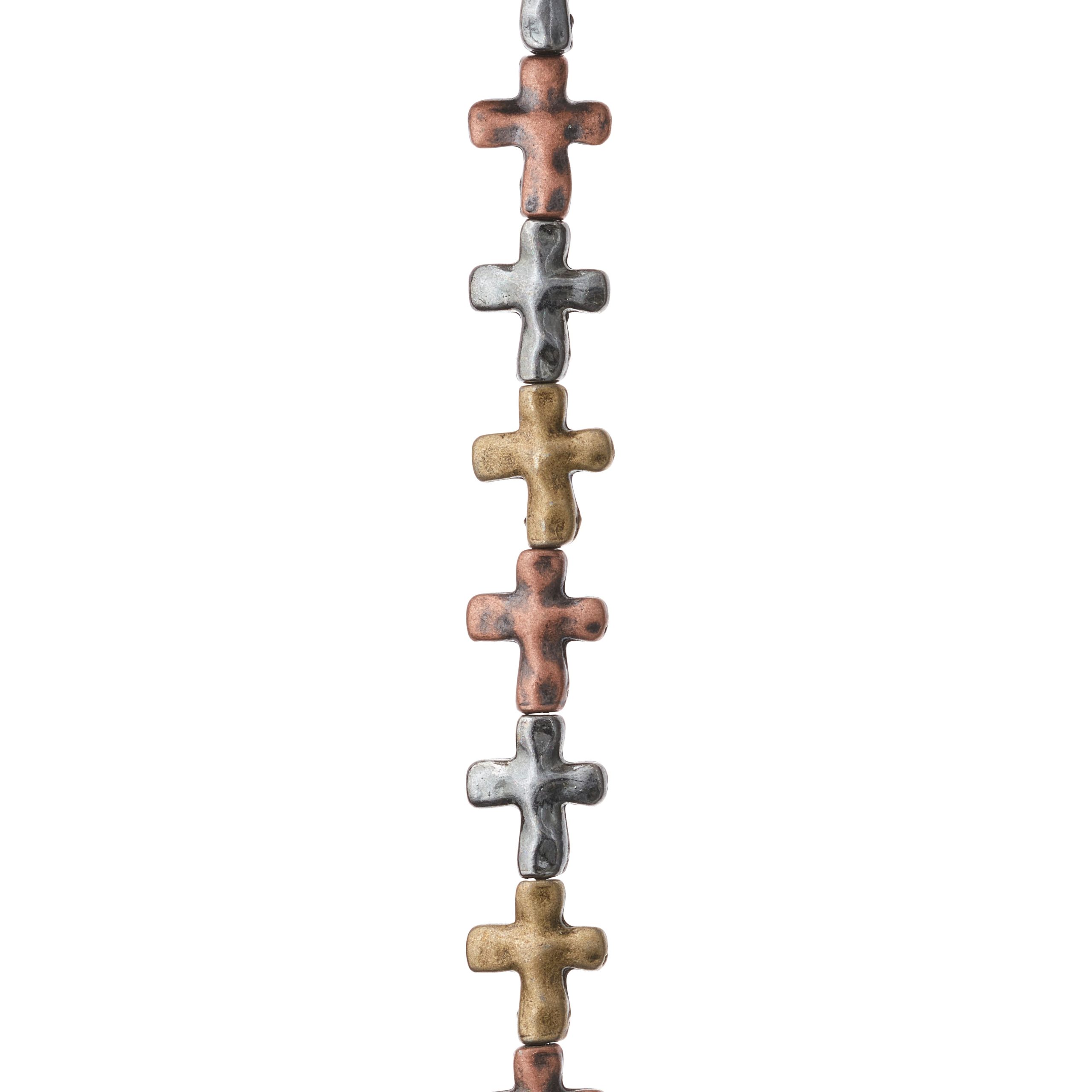 Metallic Metal Cross Beads, 12mm by Bead Landing™