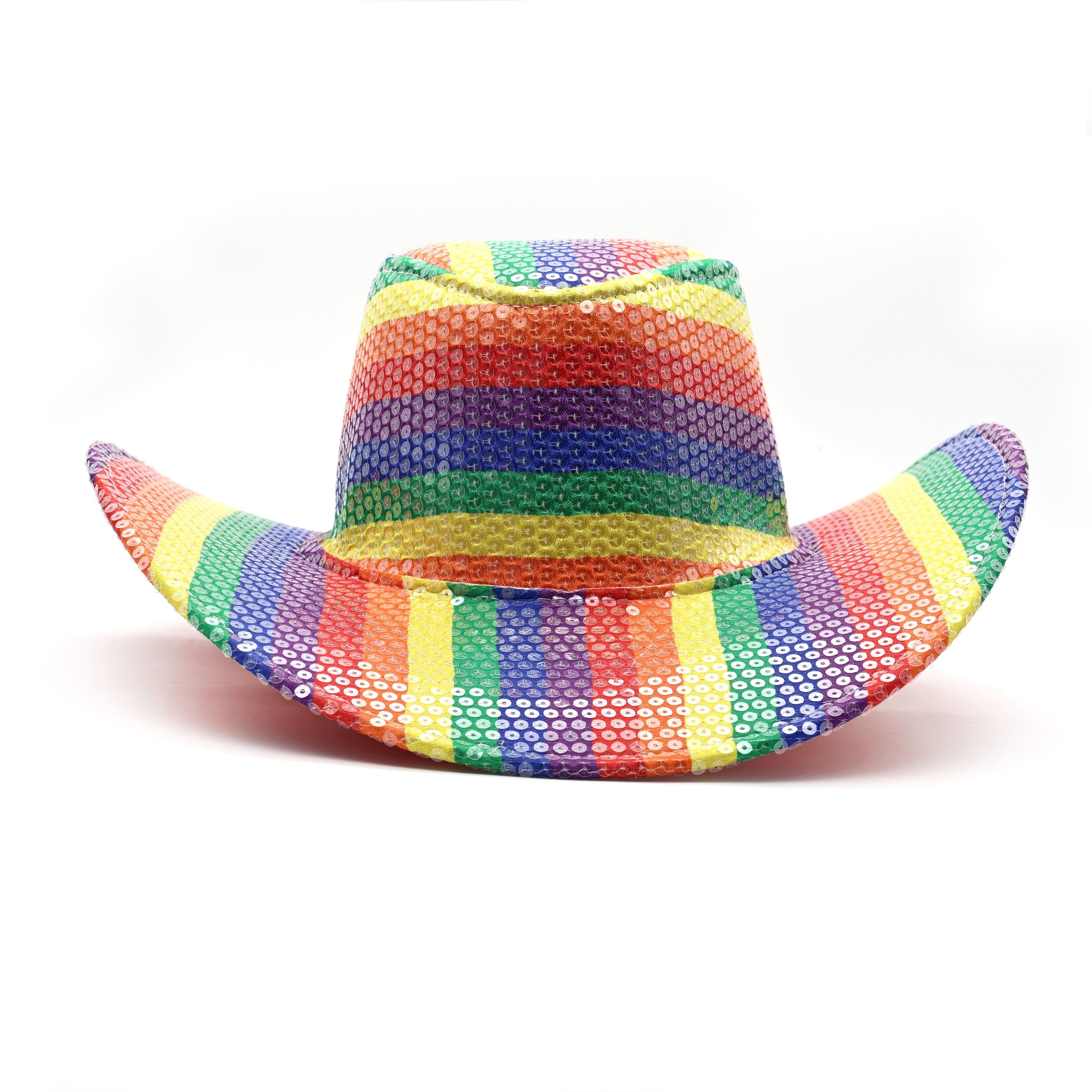 Pride Rainbow Stripes & Sequins Adult Cowboy Hat by Celebrate It™