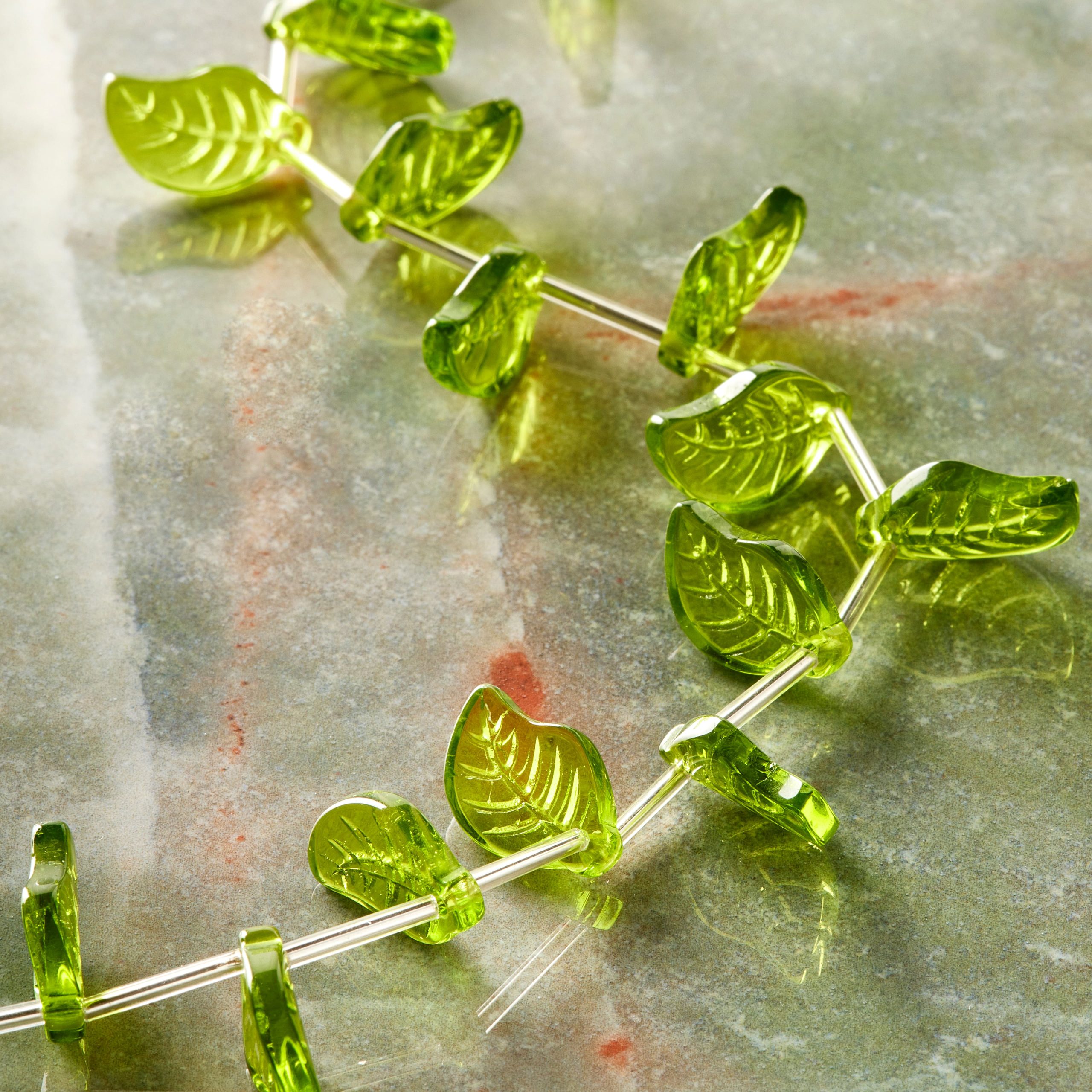 Peridot Green Glass Leaf Beads, 17mm by Bead Landing™ - Image 2