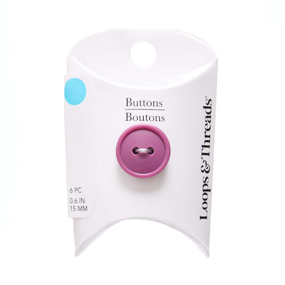 15mm Burgundy Round Rimmed Buttons, 6ct. by Loops & Threads®