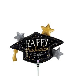 11" Metallic Graduation Cap Stick Balloon