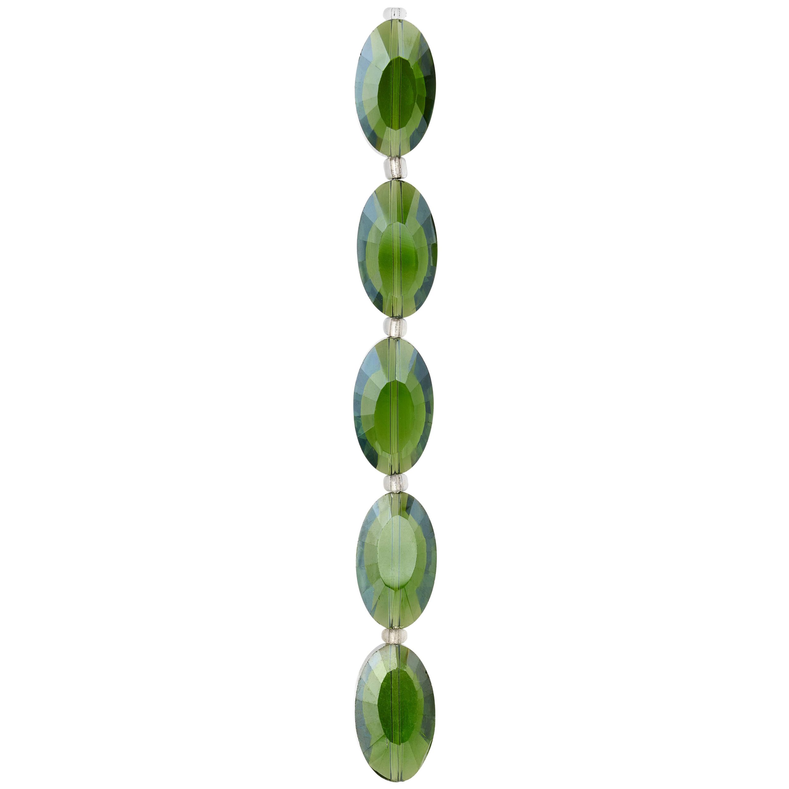 Green Glass Faceted Oval Beads, 20mm by Bead Landing™ - Image 3