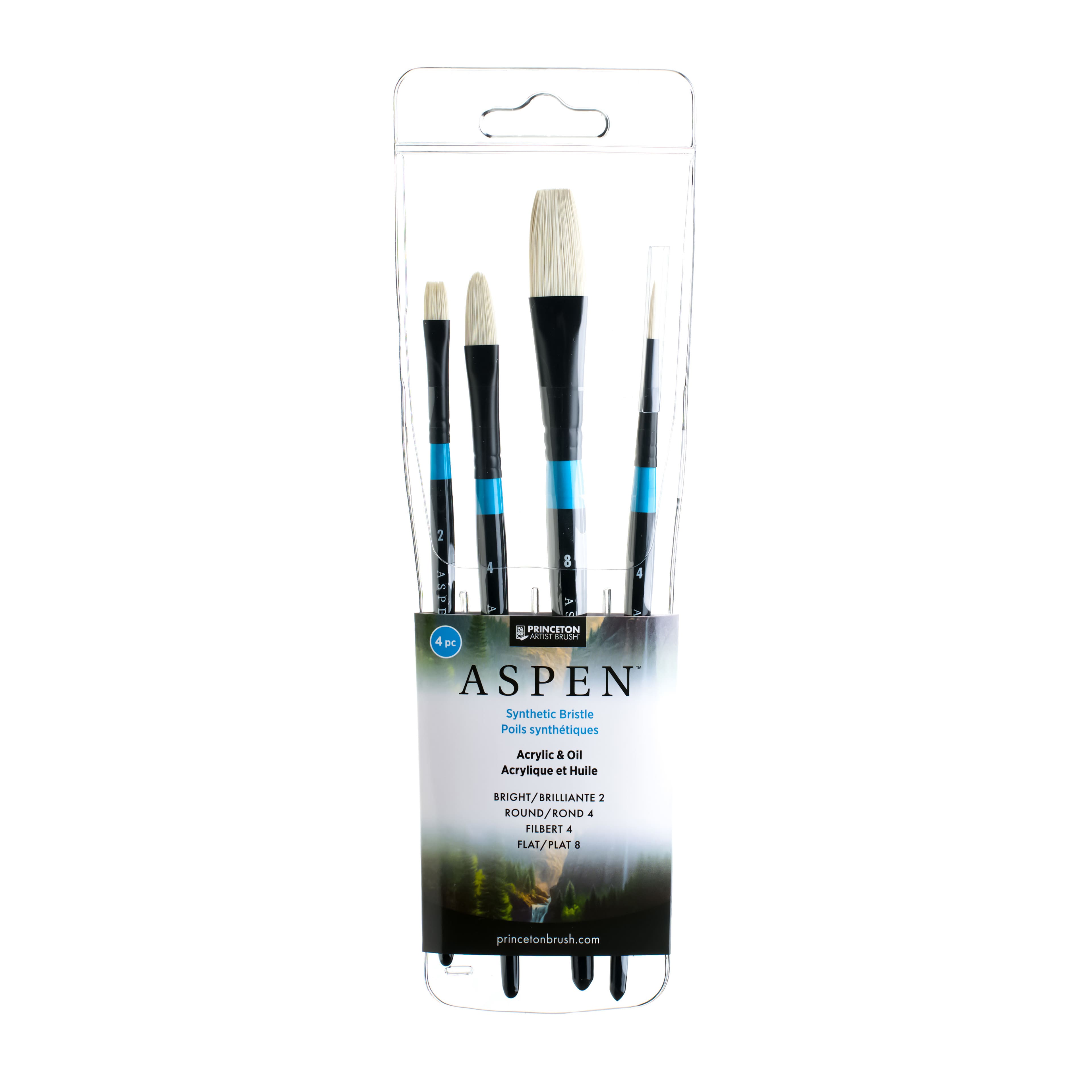 Princeton™ Aspen™ 4 Piece Short Handle Acrylic & Oil Brush Set
