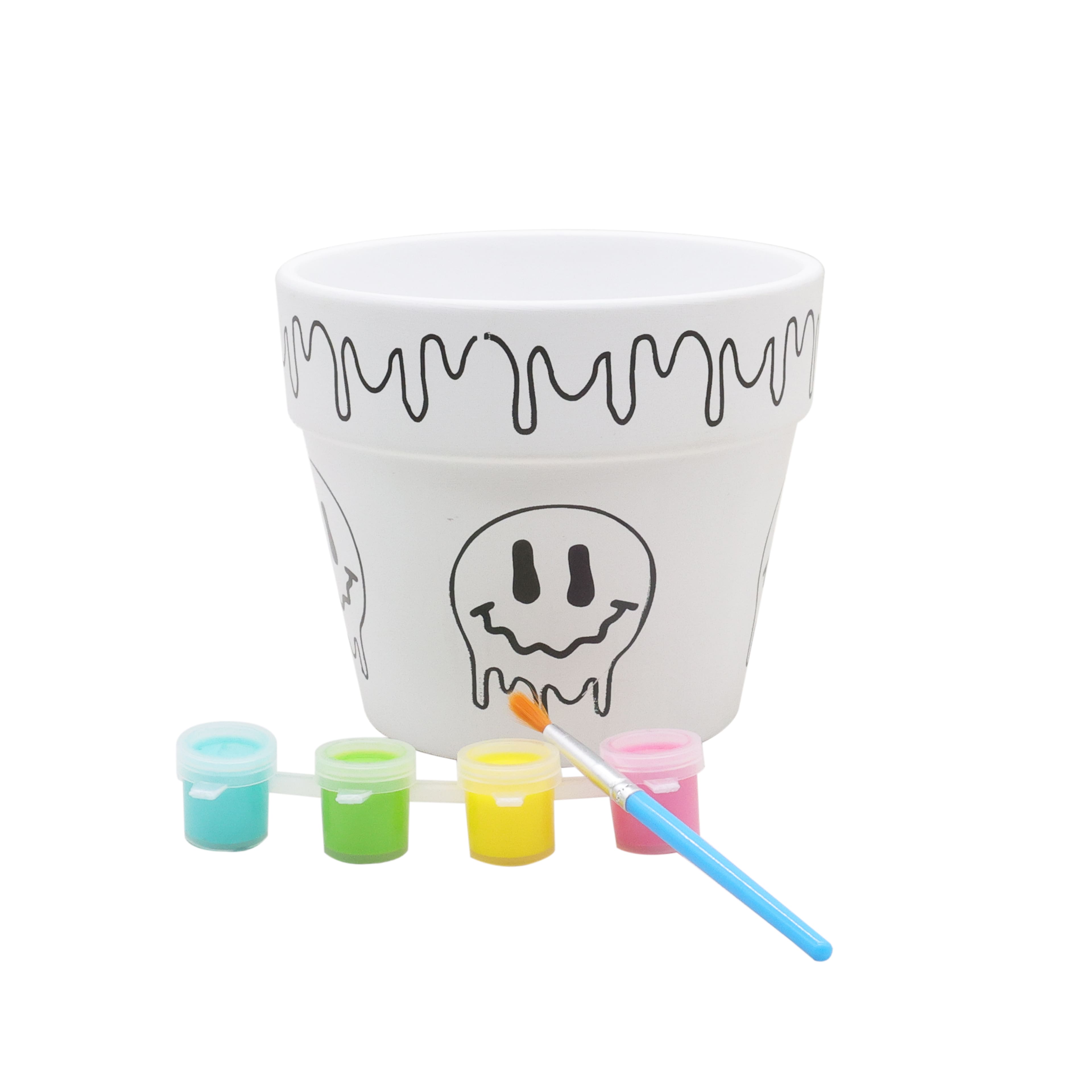 Smiley Face Ceramic Flower Pot Painting Kit by Creatology™