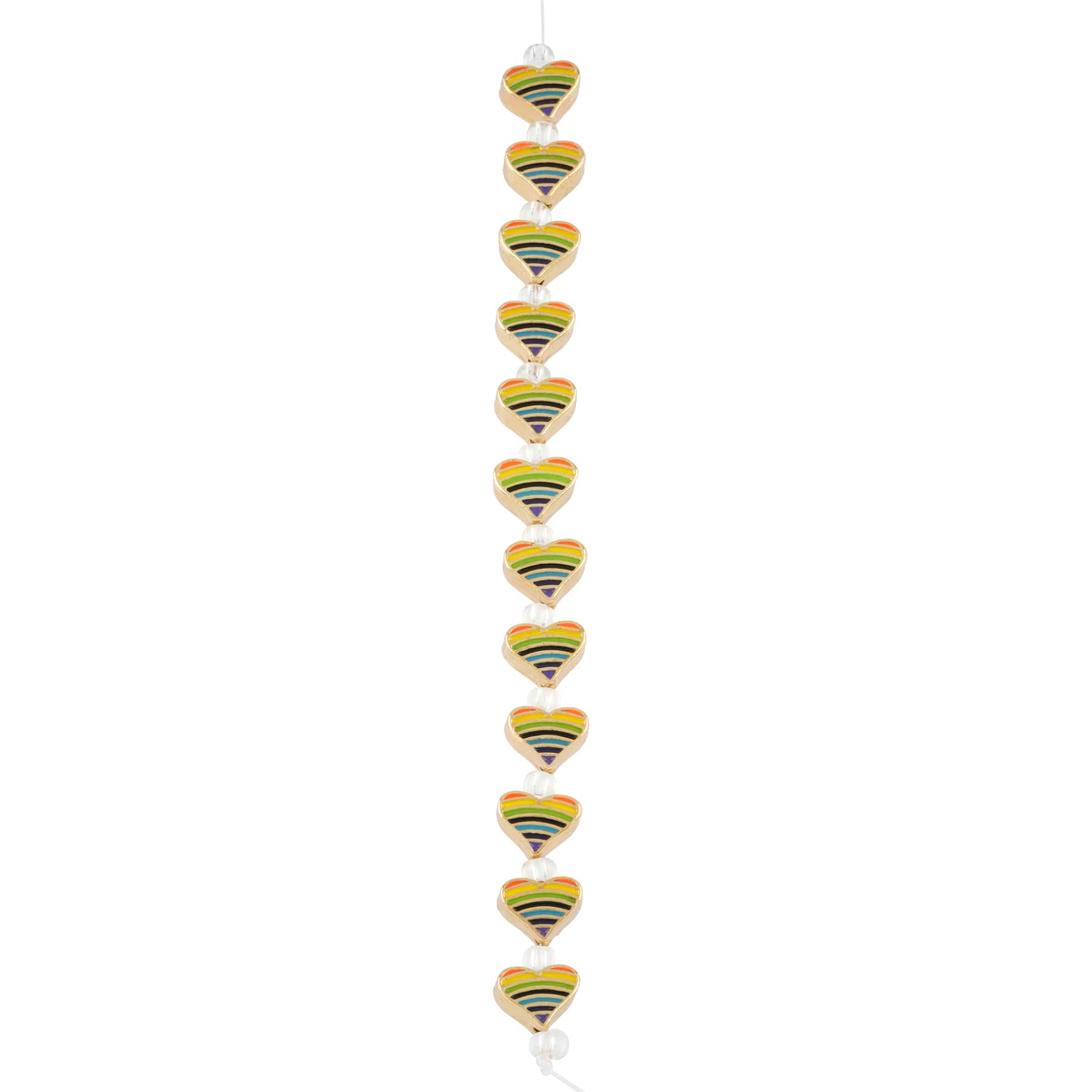 Rainbow Stripe & Gold Heart Beads, 9mm by Bead Landing™ - Image 3