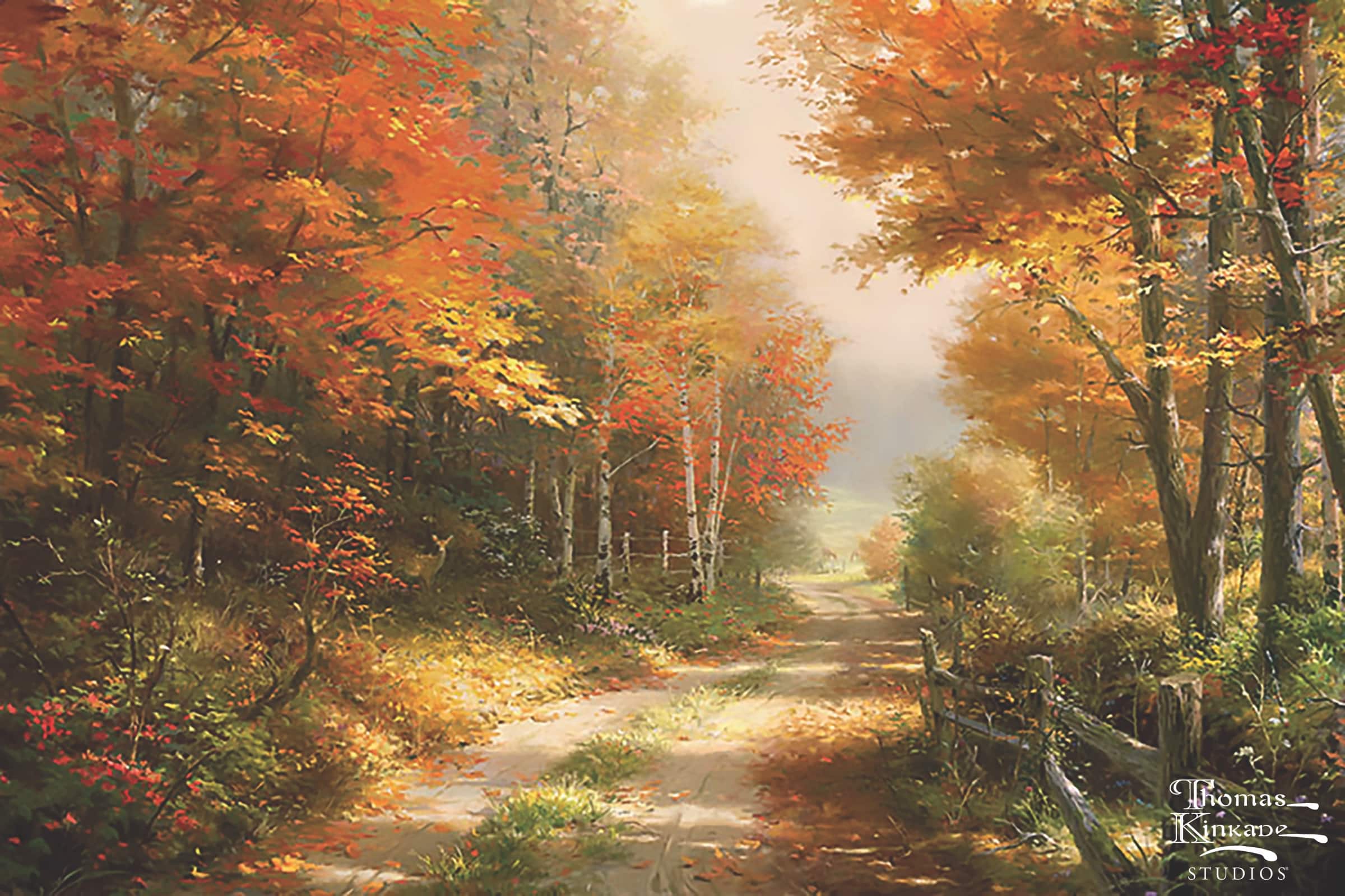 12" x 16" Thomas Kinkade Autumn Lane Needlepoint Canvas by Loops & Threads®