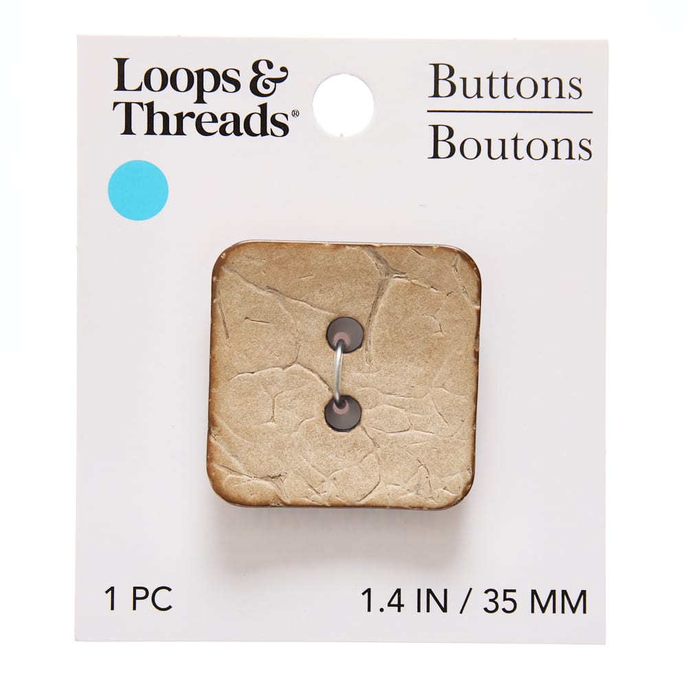 35mm Natural Square Coconut Button by Loops & Threads®