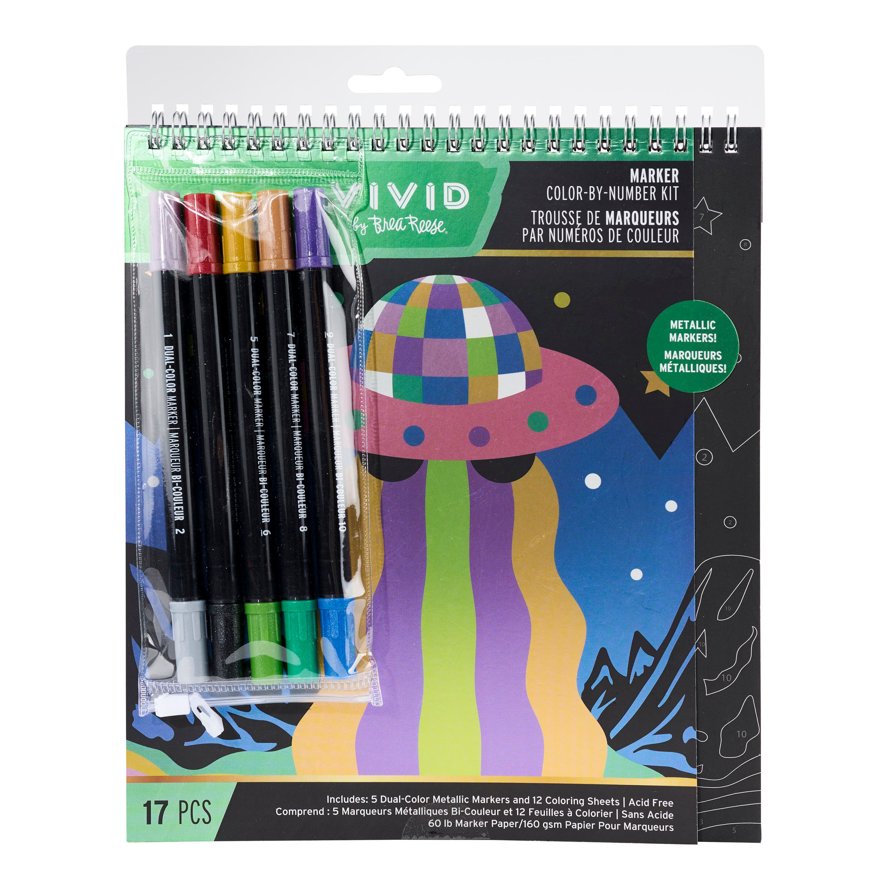 Vivid by Brea Reese® UFO Color-by-Number Marker Kit
