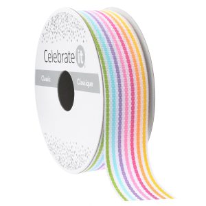 7/8" x 5yd. Multicolor Grosgrain Striped Ribbon by Celebrate It® Classic