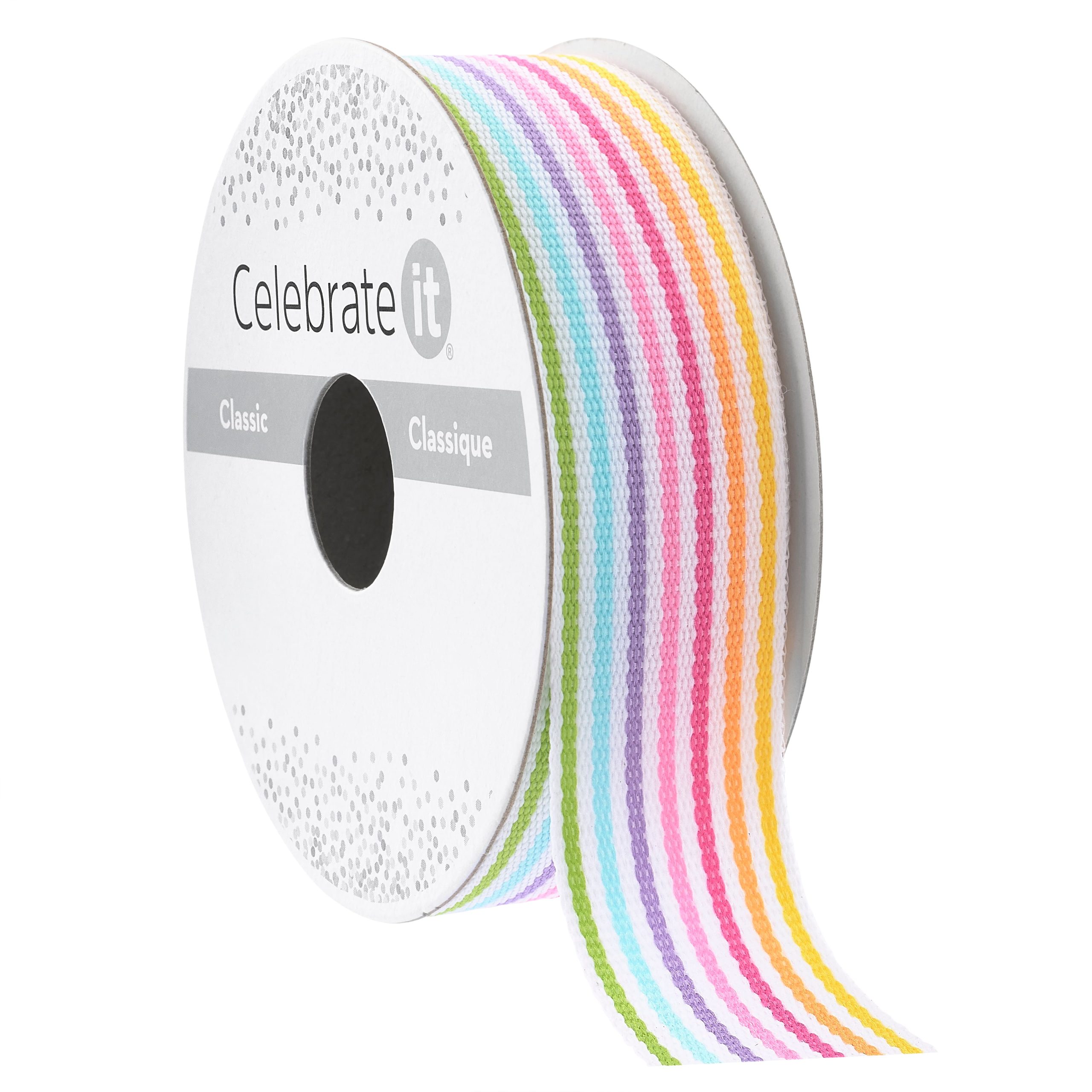 7/8" x 5yd. Multicolor Grosgrain Striped Ribbon by Celebrate It® Classic