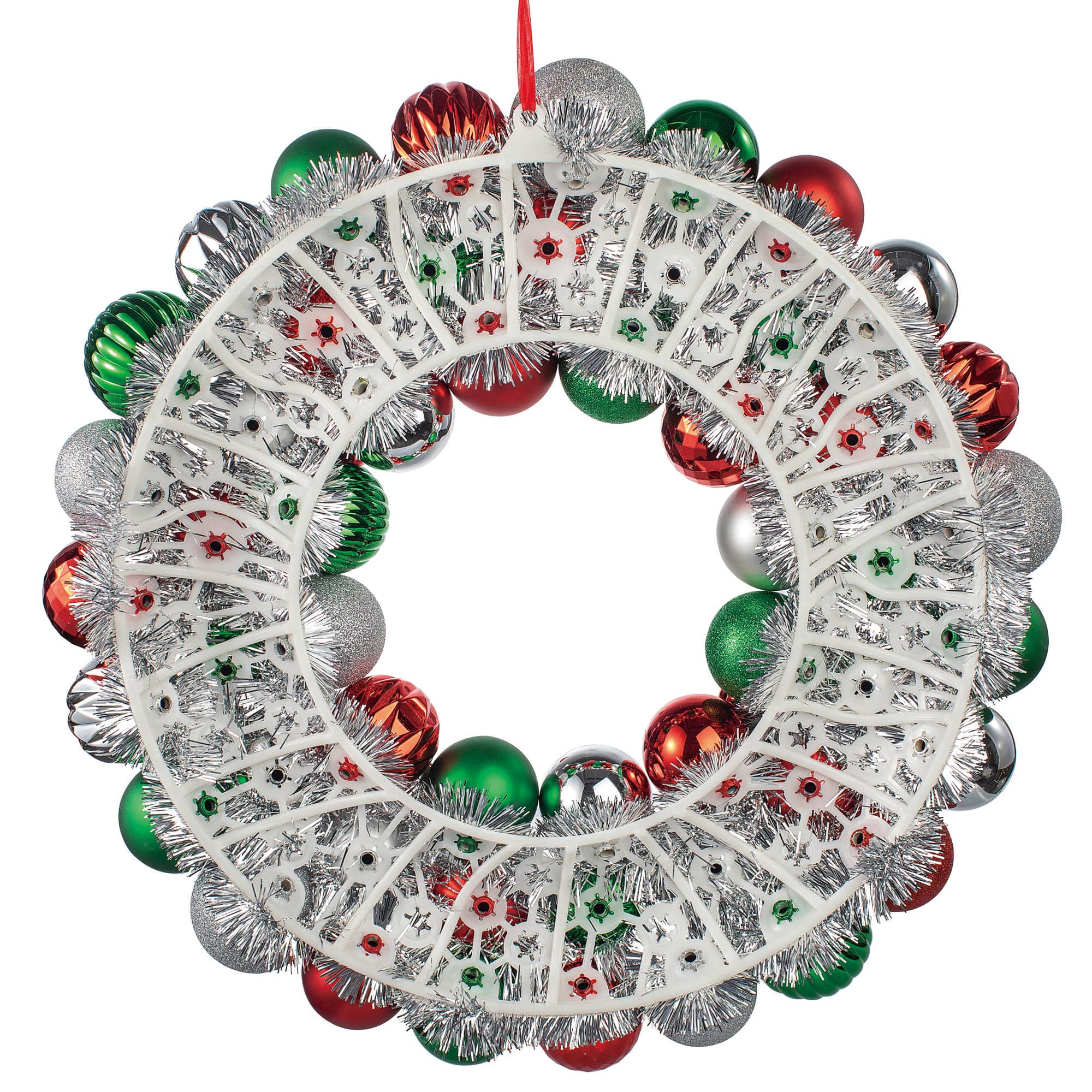 24" Red, Green & Silver Ball Ornament Wreath by Ashland® - Image 4