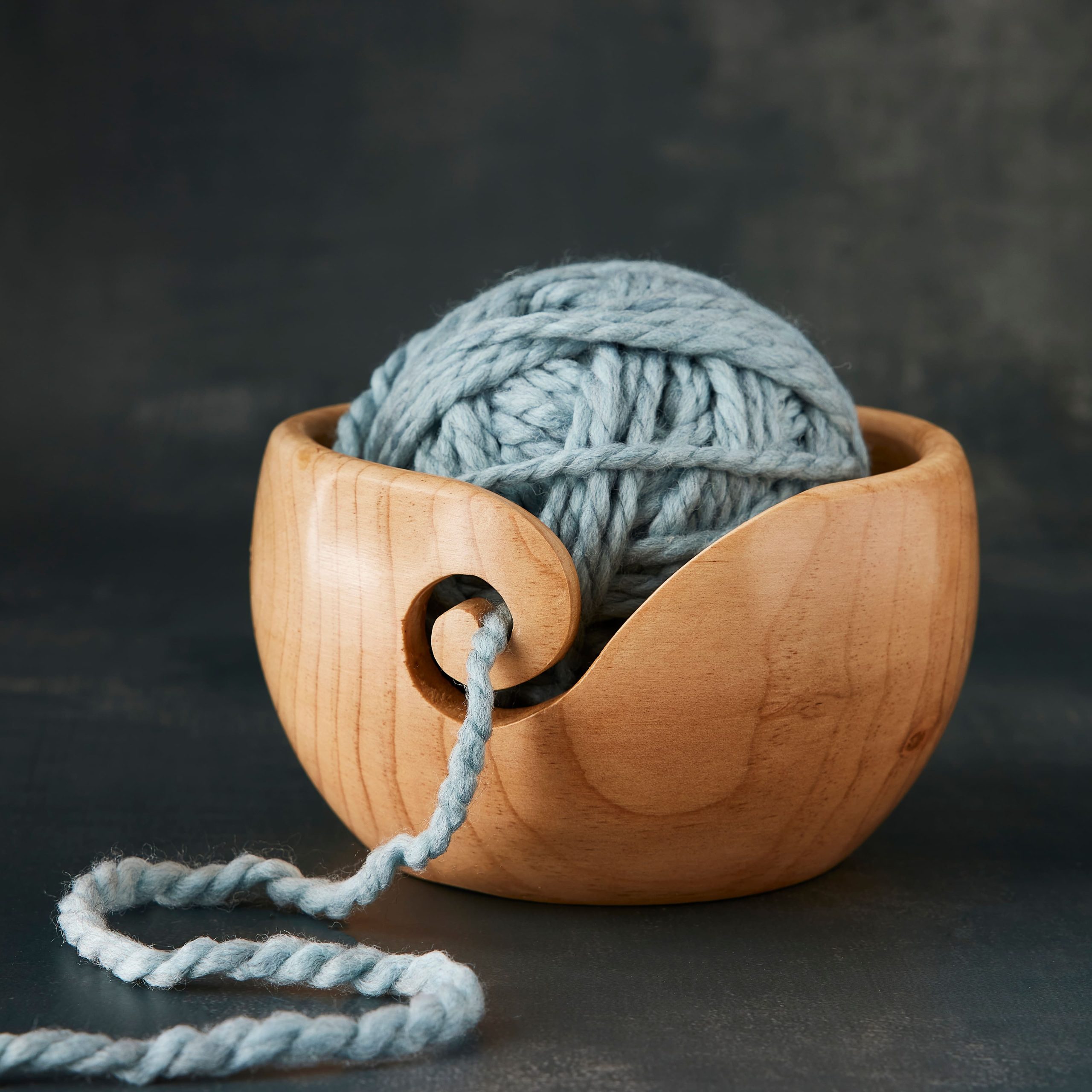 Light & Dark Pinewood Yarn Bowl By Loops & Threads™ - Image 2