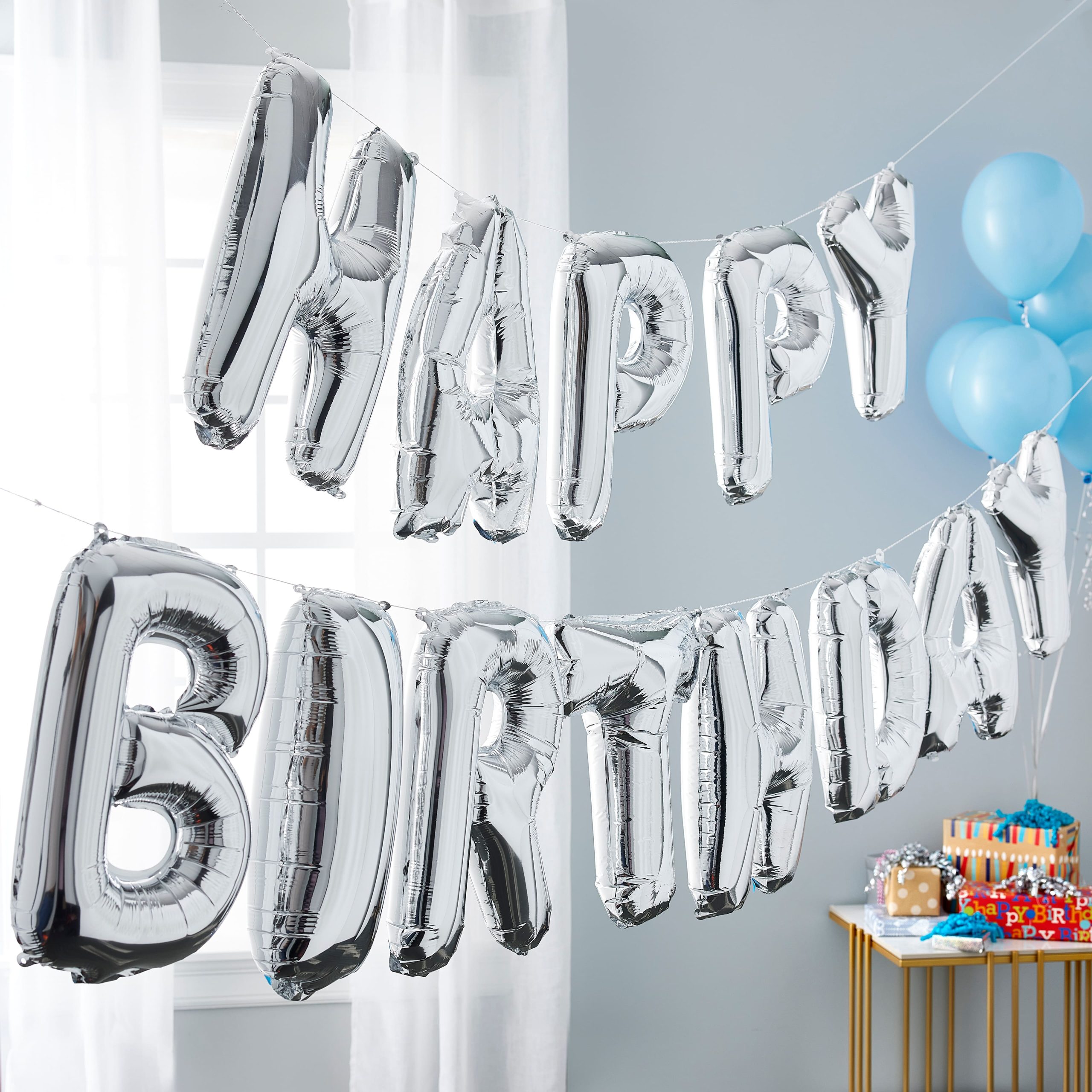 Happy Birthday Silver Foil Balloon Banner Kit By Celebrate It™ - Image 2