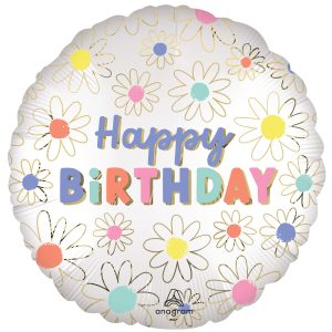 18" Happy Birthday Daisies Foil Balloon