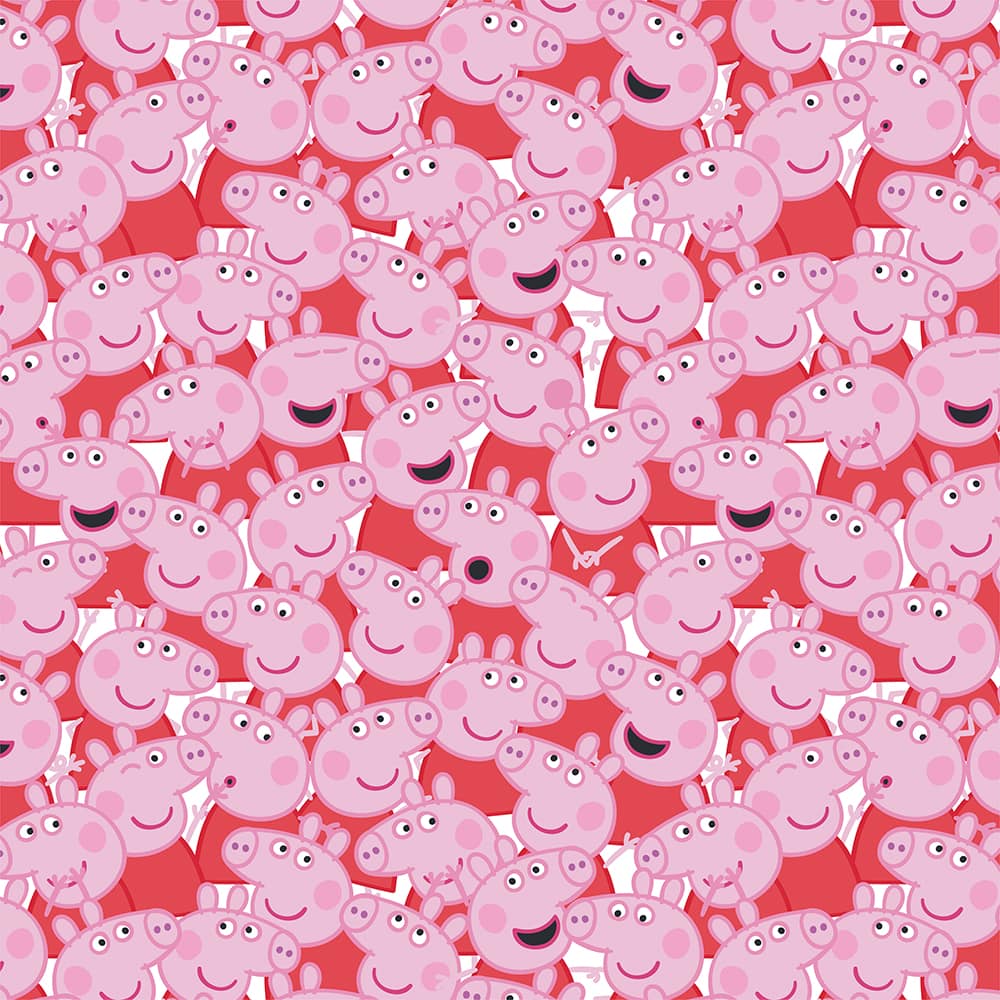 Peppa Pig Pink Head Toss Cotton Quilting Fabric