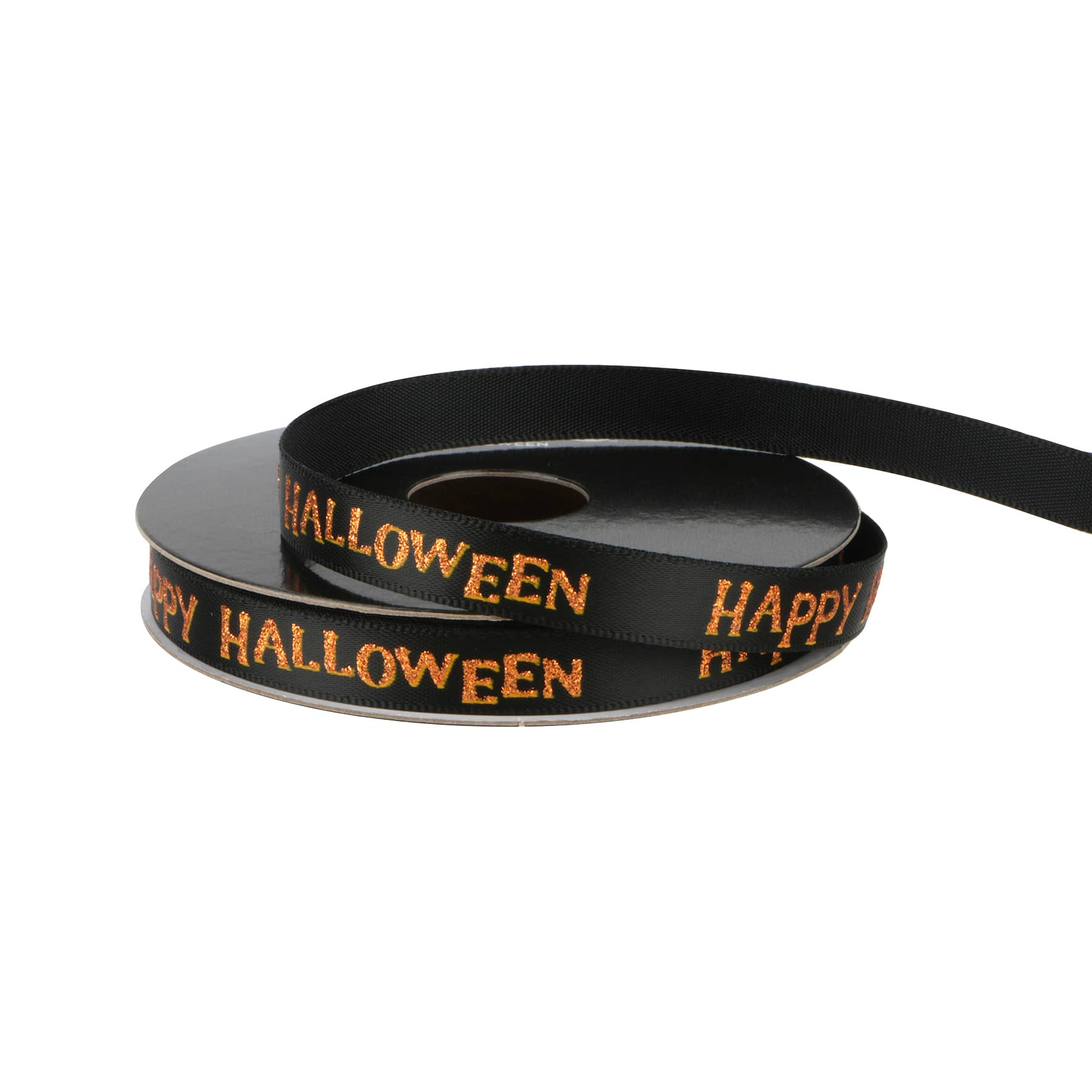3/8" x 4yd. Black & Orange Glitter Happy Halloween Ribbon by Celebrate It®