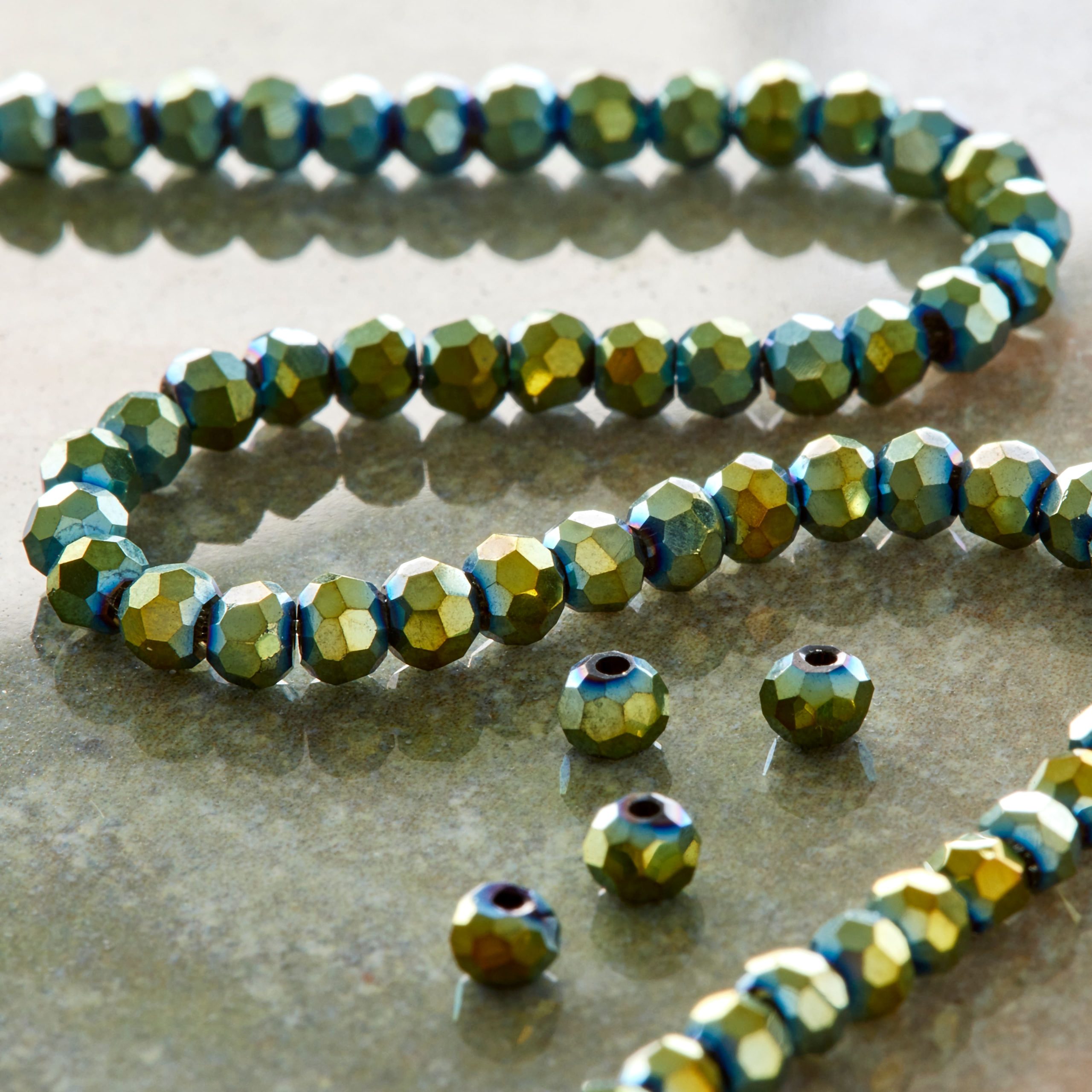 Green Iridescent Glass Faceted Beads, 3mm by Bead Landing™ - Image 2