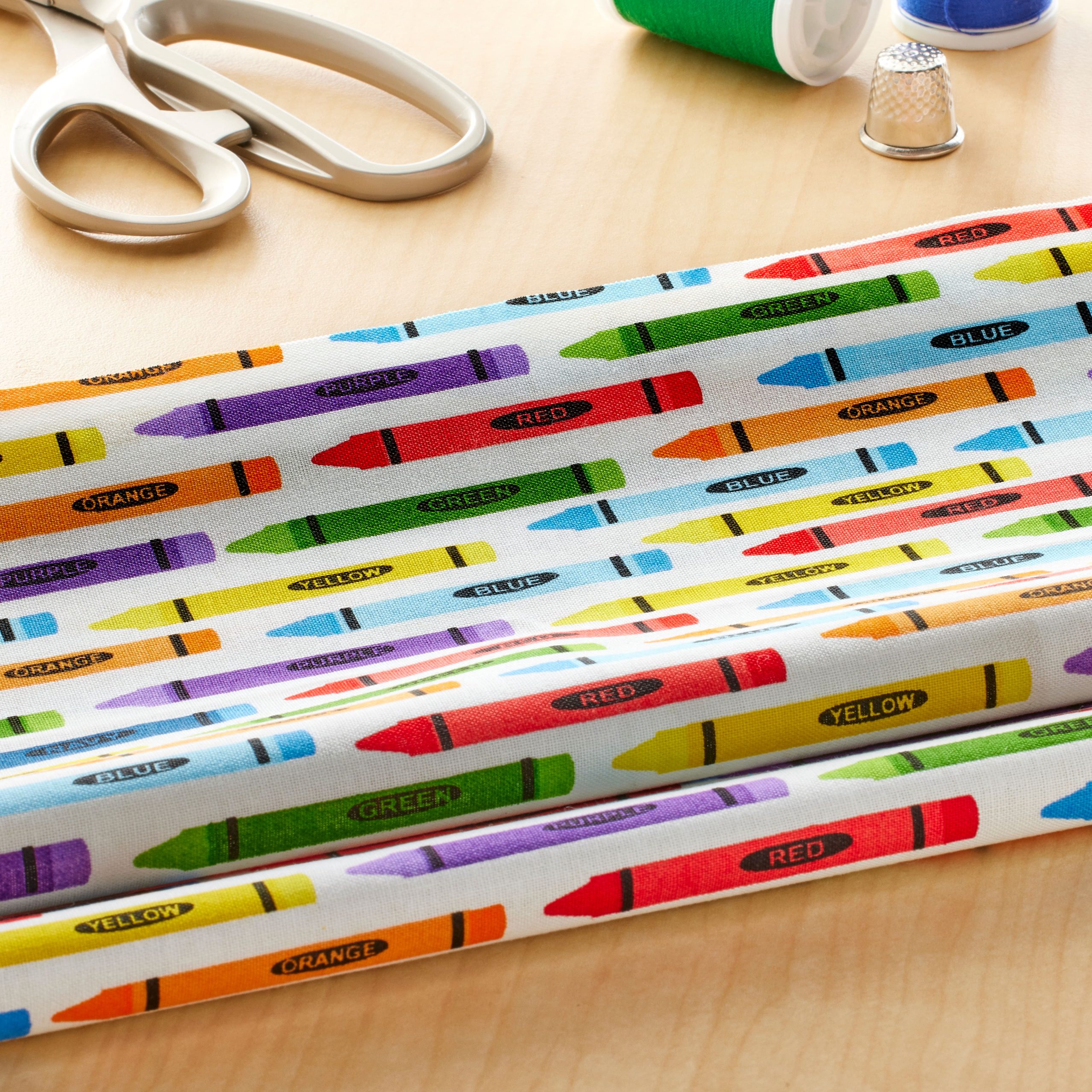 Multicolor Crayon Cotton Fabric by Loops & Threads™ - Image 2