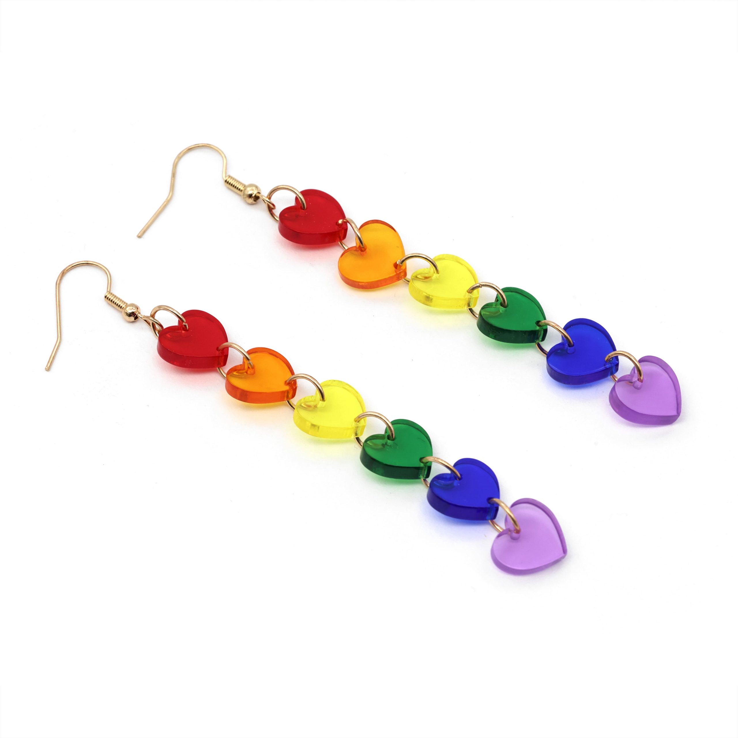 Pride Rainbow Heart Dangle Earrings by Celebrate It™ - Image 2