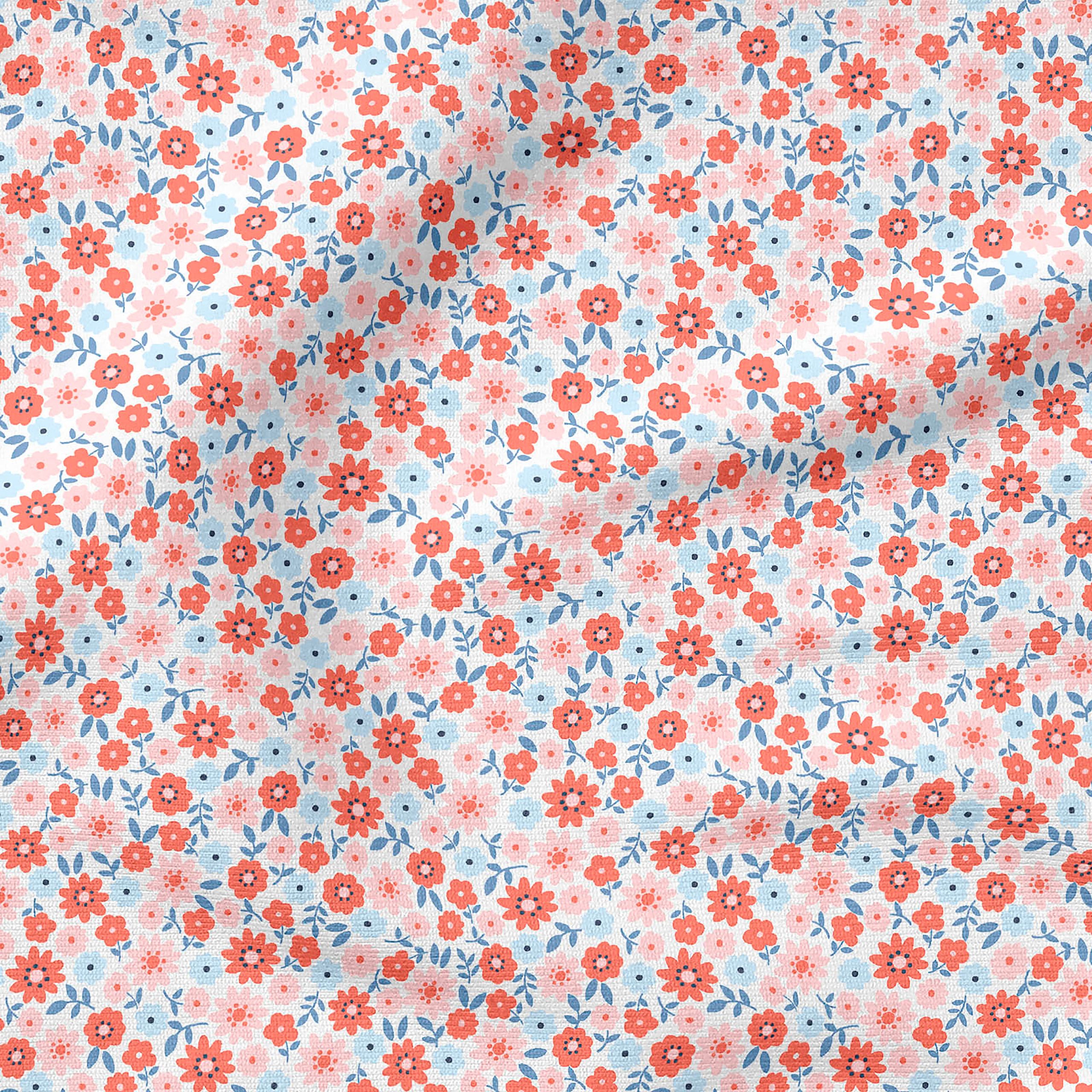 Fabric Editions White Carolina Floral Buds Cotton Fabric - Image 4