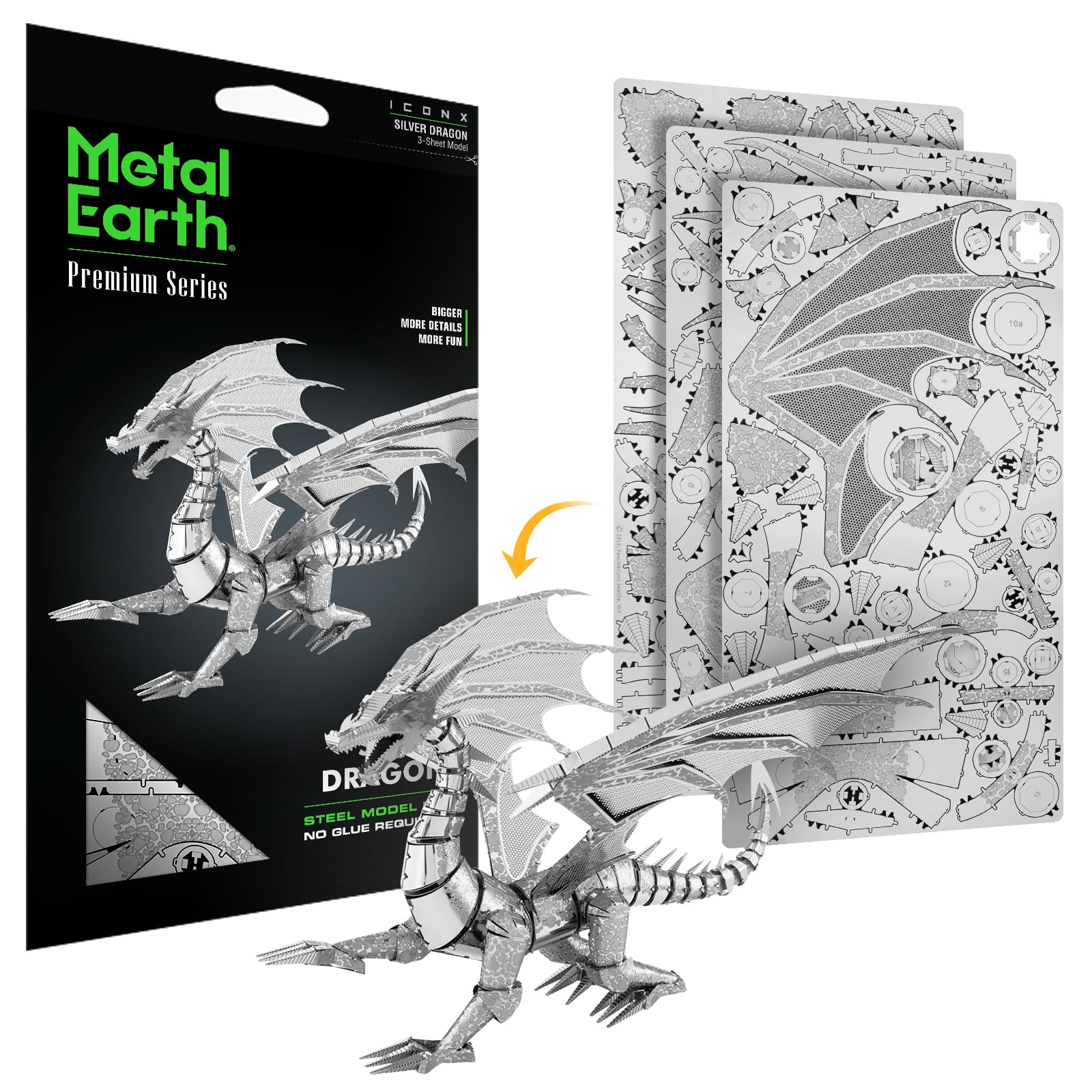 Metal Earth® Silver Dragon Steel Model Kit - Image 4