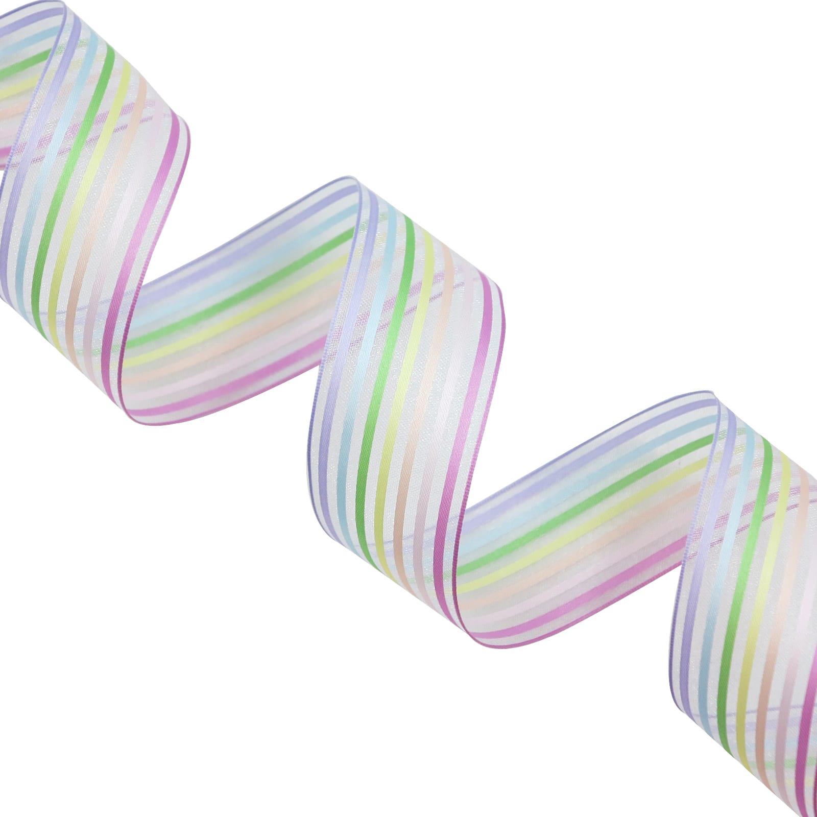 1.5" x 3yd. Pastel Rainbow Striped Wired Sheer Ribbon by Celebrate It™ 360°™ - Image 3