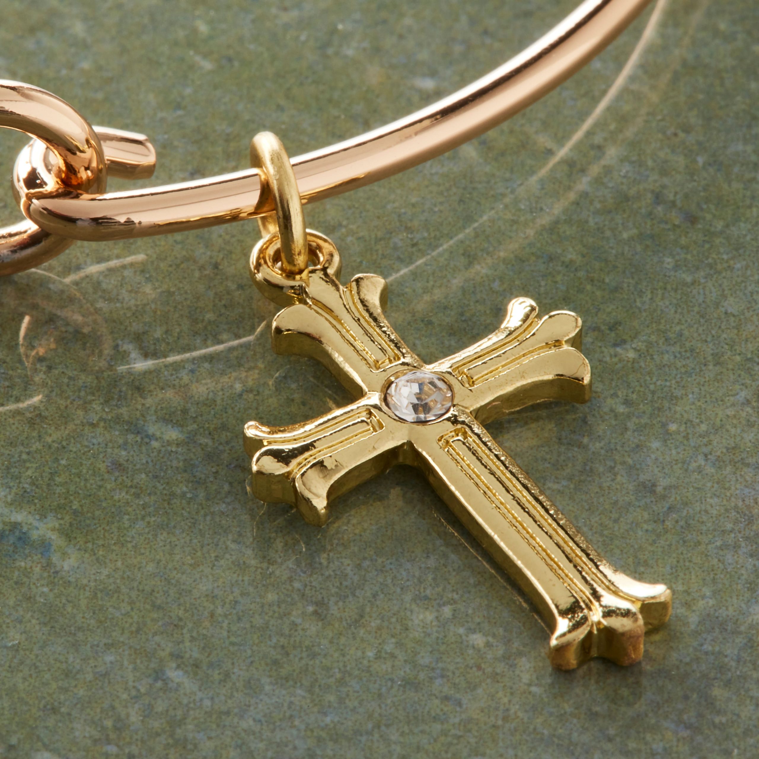 14K Gold Plated Crystal Cross Charm by Bead Landing™ - Image 2
