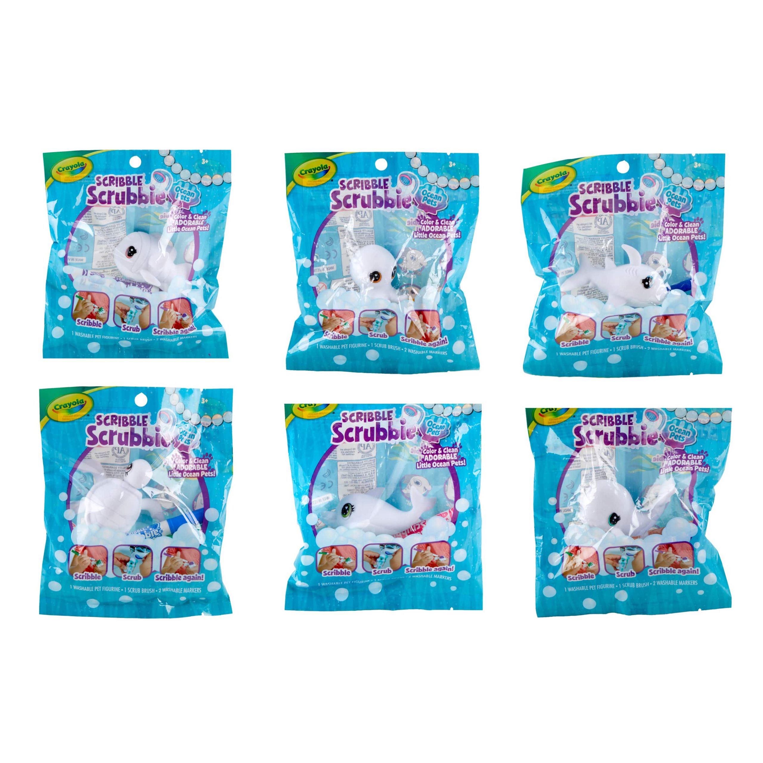 Assorted Scribble Scrubbie® Ocean Pets Washable Pet Figurine - Image 2