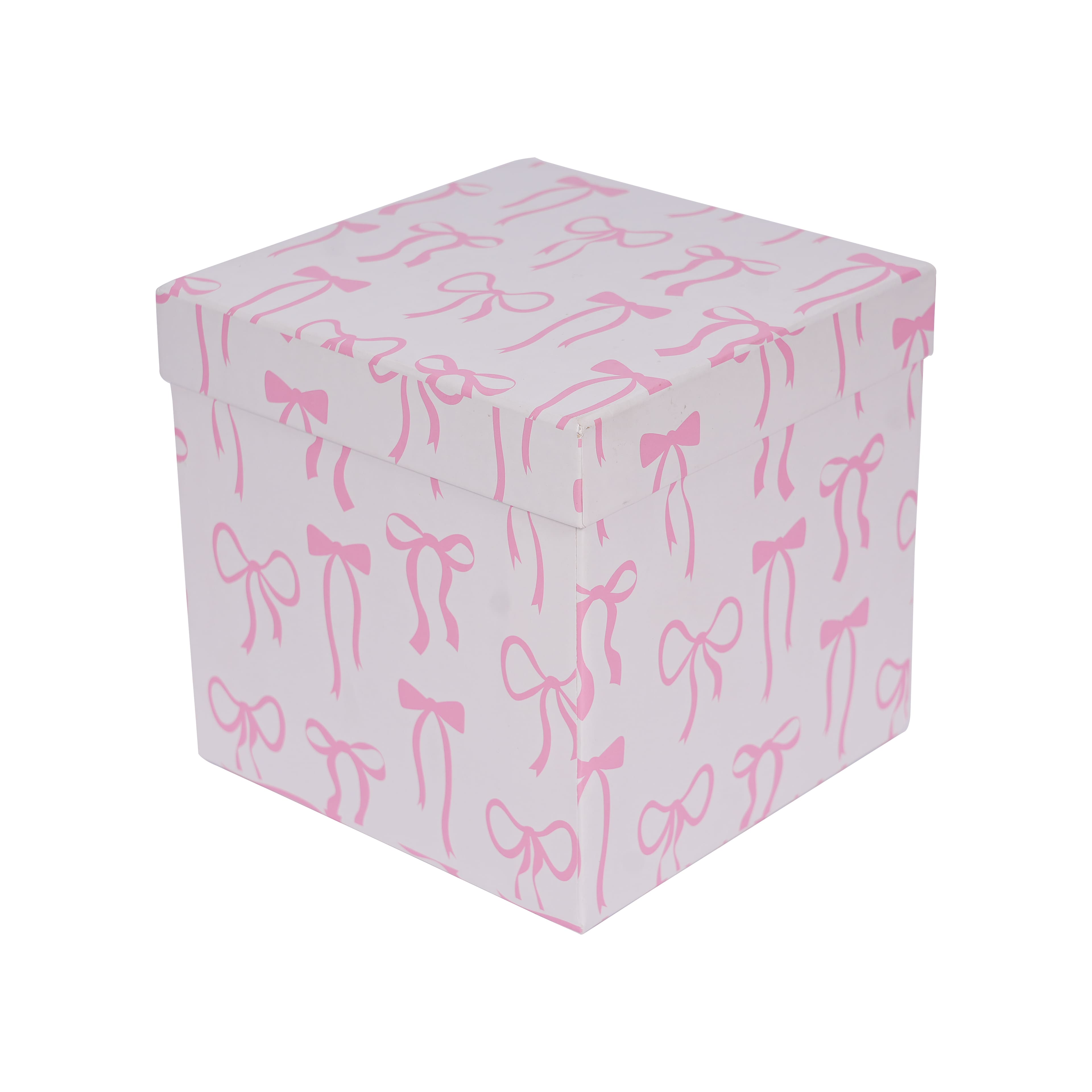 6" Pink Bows Cube Gift Box by Celebrate It™