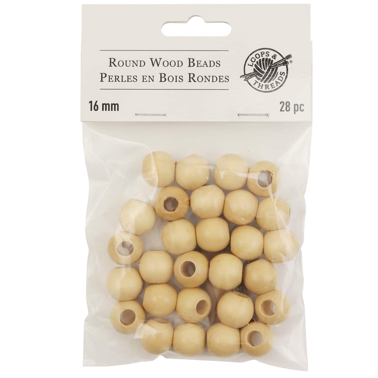 Natural Wood Round Beads by Loops & Threads®, 16mm