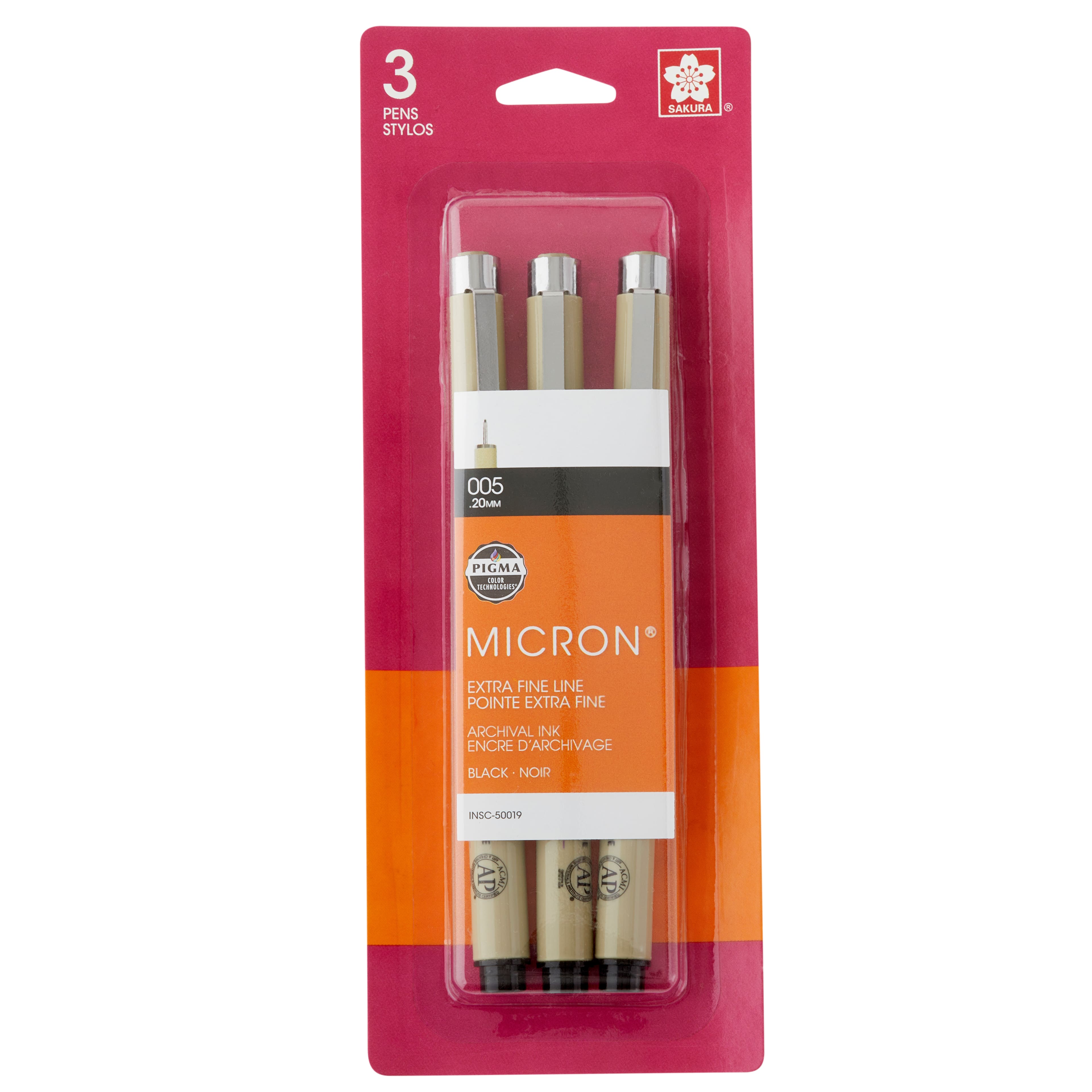 Pigma® Micron™ Fine Line Black Pens, 3ct.