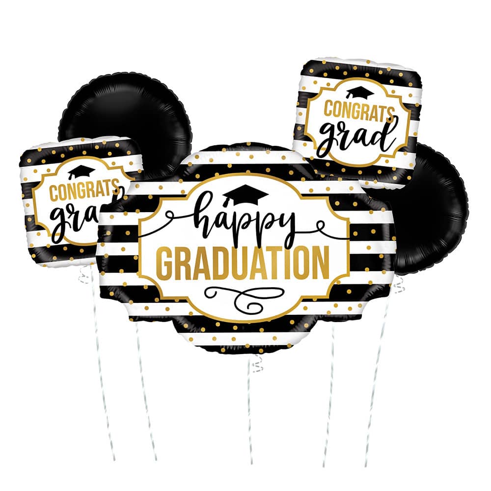 Graduation Stripes Foil Balloon Bouquet