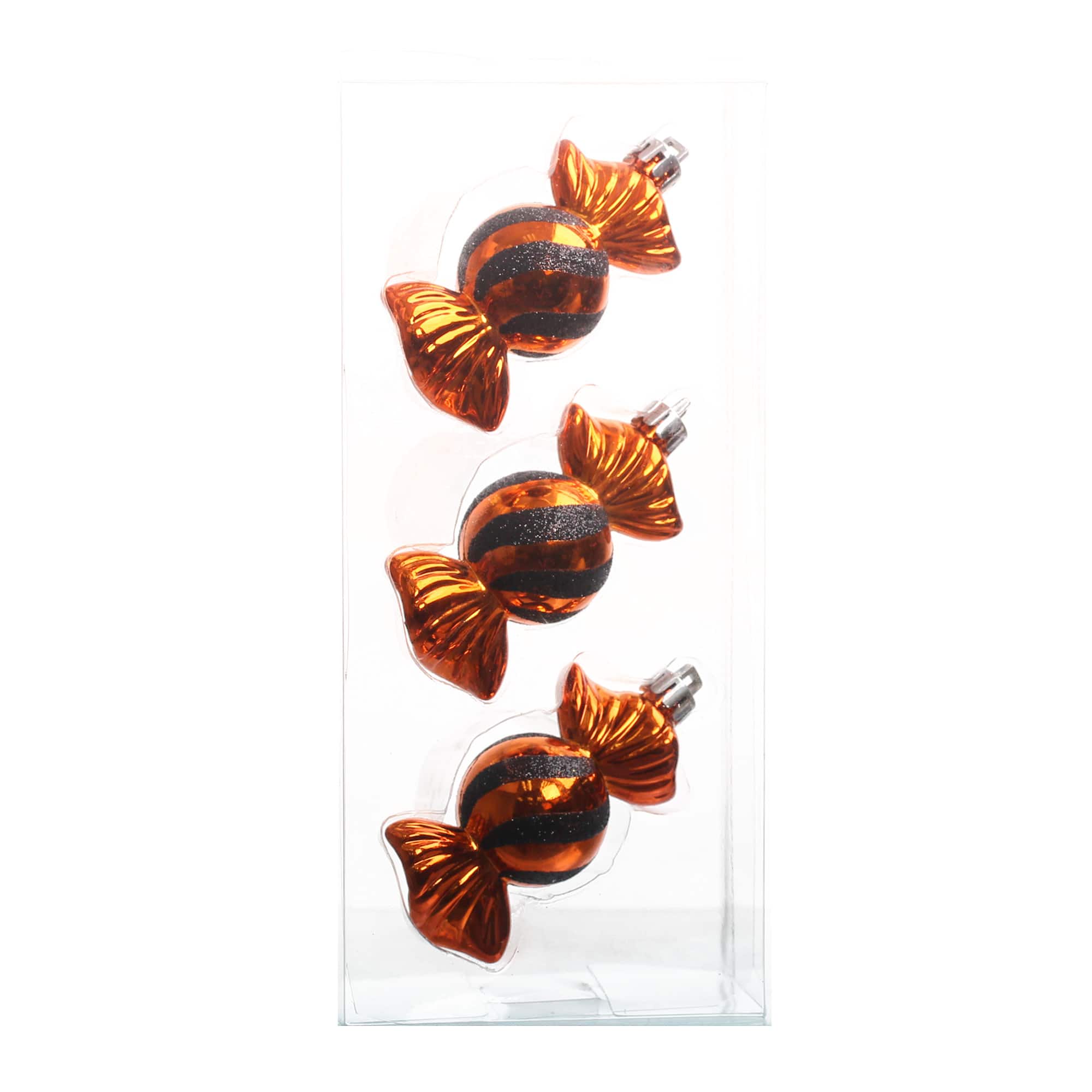 3 Pack Black & Orange Wrapped Candy Halloween Ornaments by Ashland®