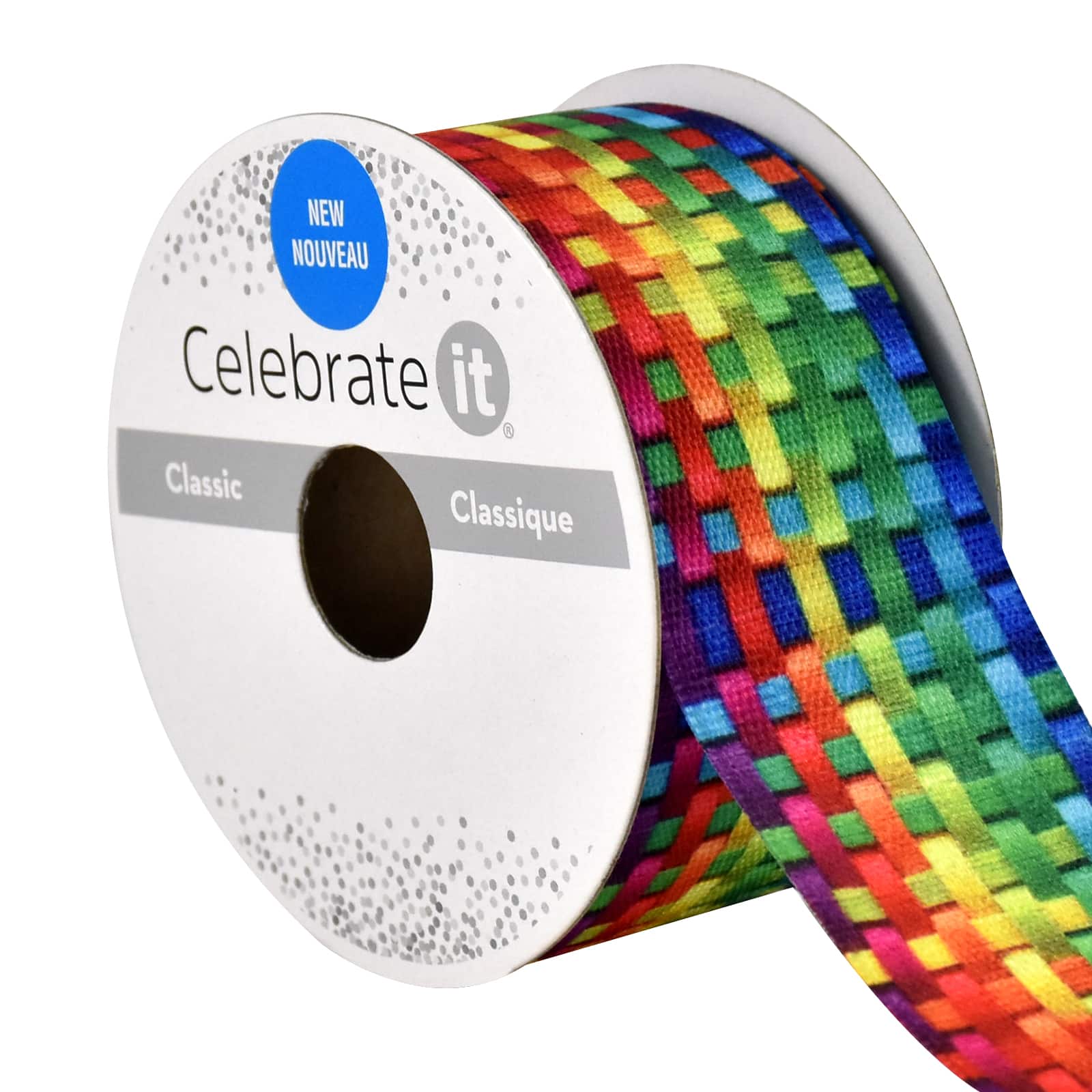 1.5" x 3yd. Grosgrain Wired Rainbow Weave Ribbon by Celebrate It® - Image 4