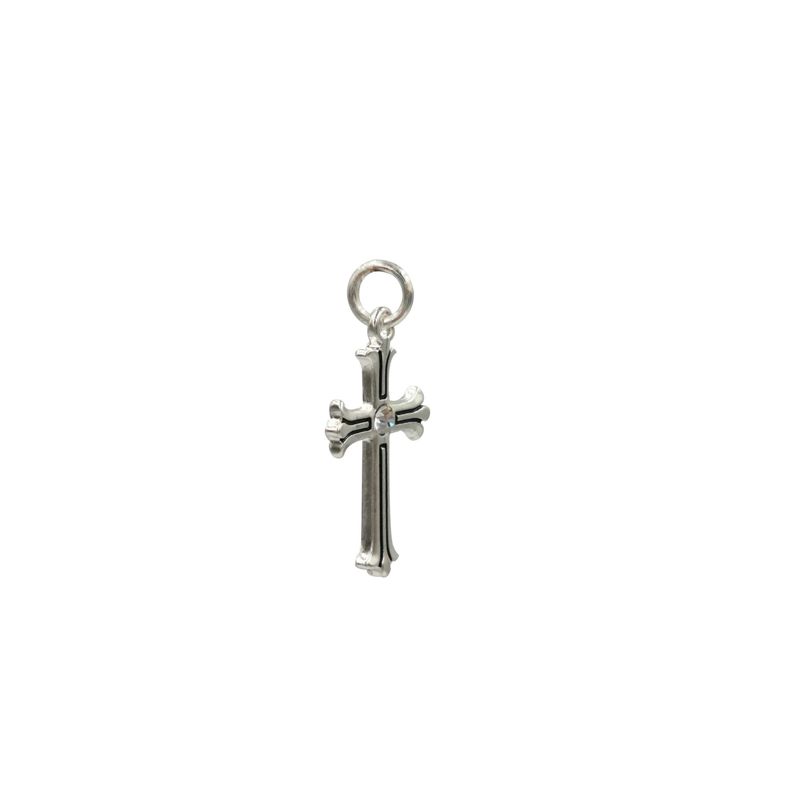 Charmalong™ Antique Silver Plated Crystal Cross Charm by Bead Landing™ - Image 3