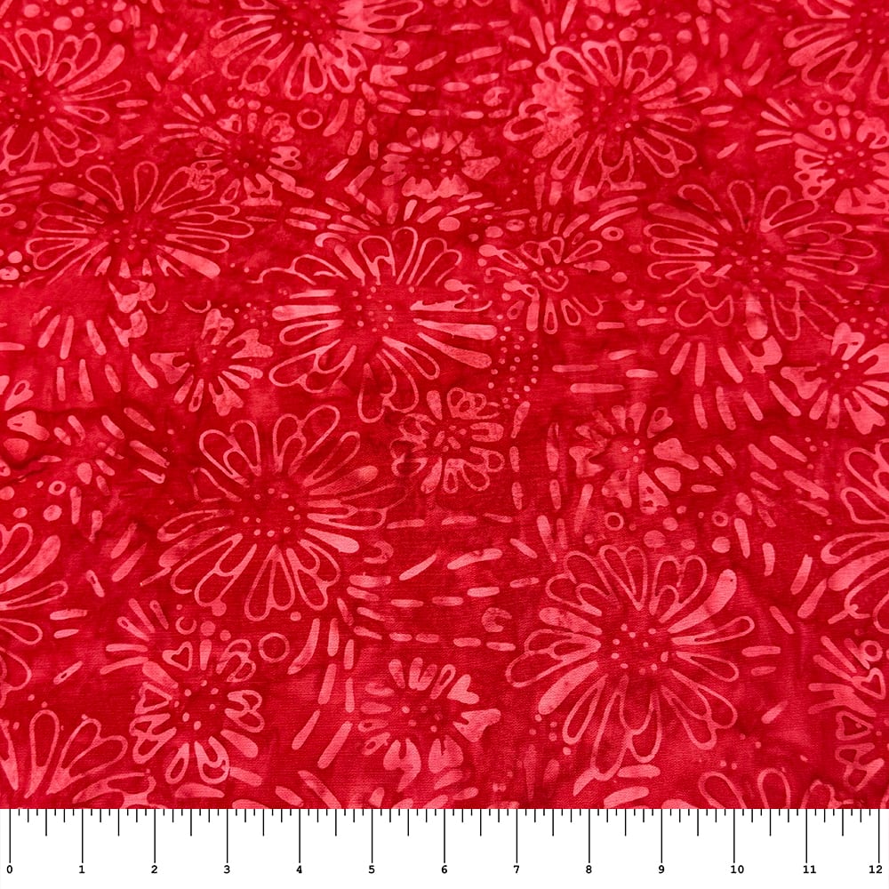 Feldman Premium Indonesian Batik Red Tie Dye Daisy Fabric - Image 2