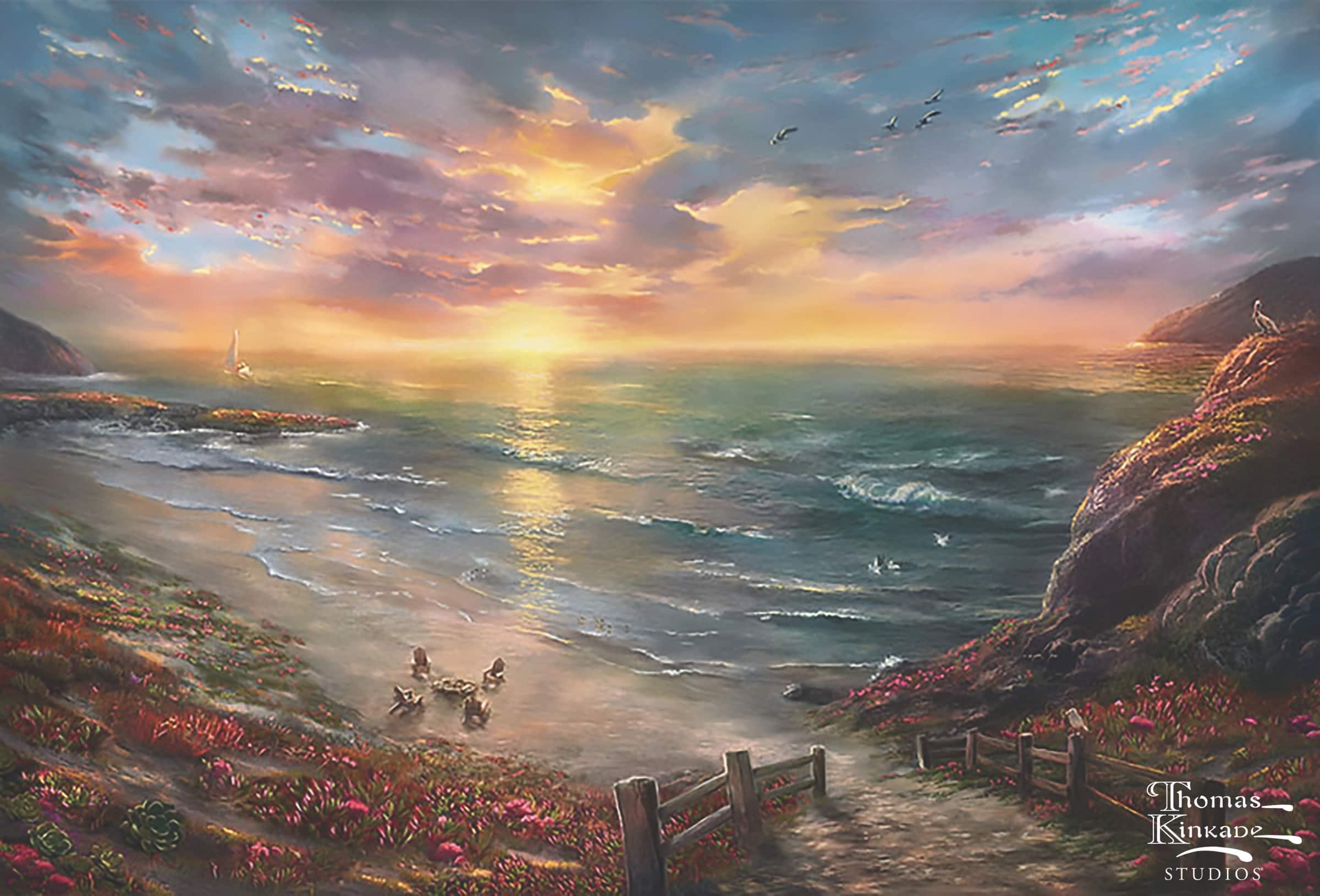 12" x 16" Thomas Kinkade Beachside Needlepoint Canvas by Loops & Threads®