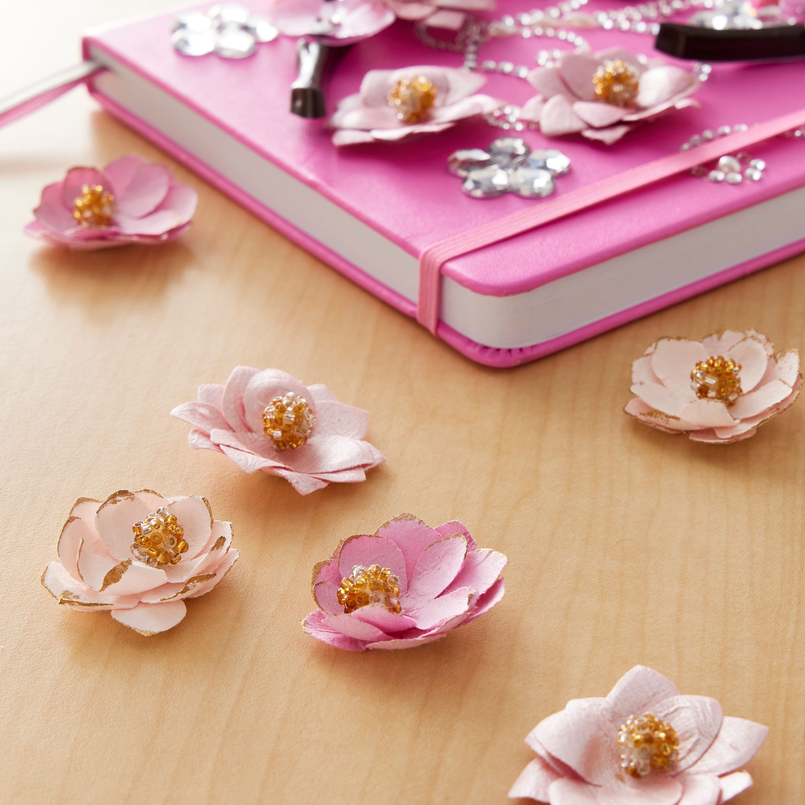 Gold Tipped Pink Flower Embellishments by Recollections™ Signature™ - Image 2