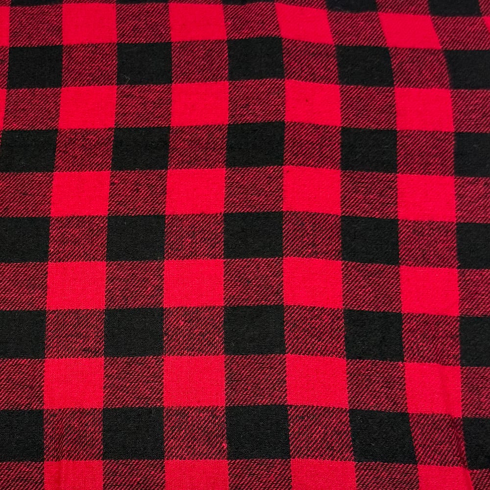 Feldman Red & Black Checker Yarn-Dyed Cotton Flannel Fabric