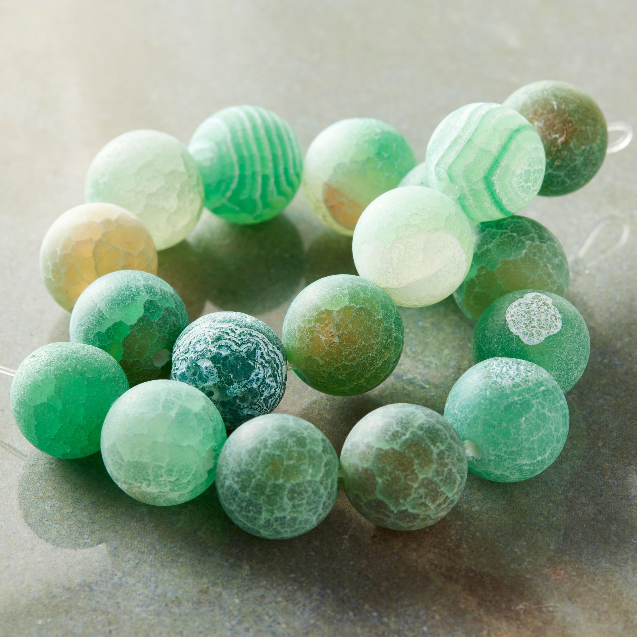 Green Agate Crackle Matte Round Beads, 10mm by Bead Landing™ - Image 2