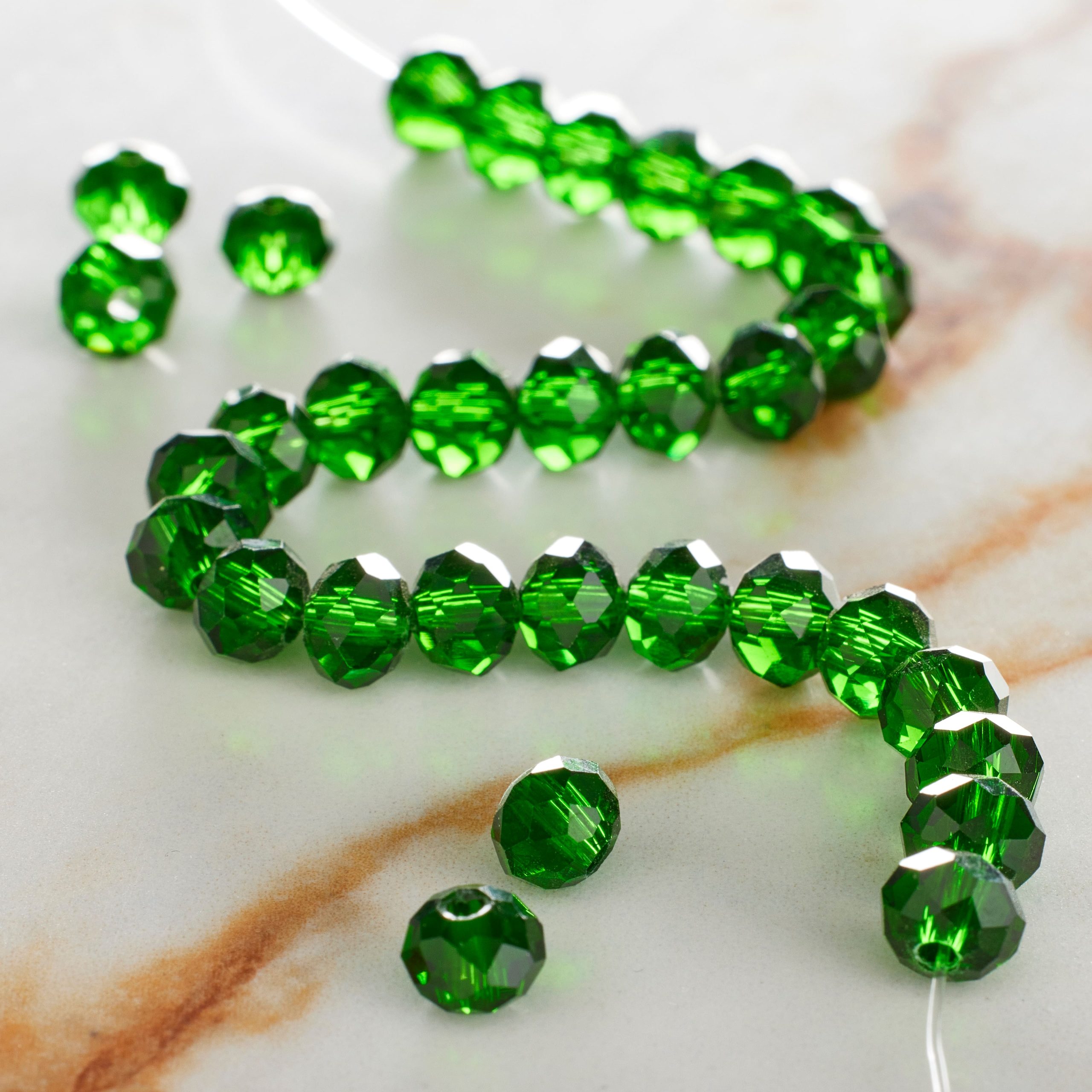 Green Faceted Glass Rondelle Beads, 6mm by Bead Landing™ - Image 2