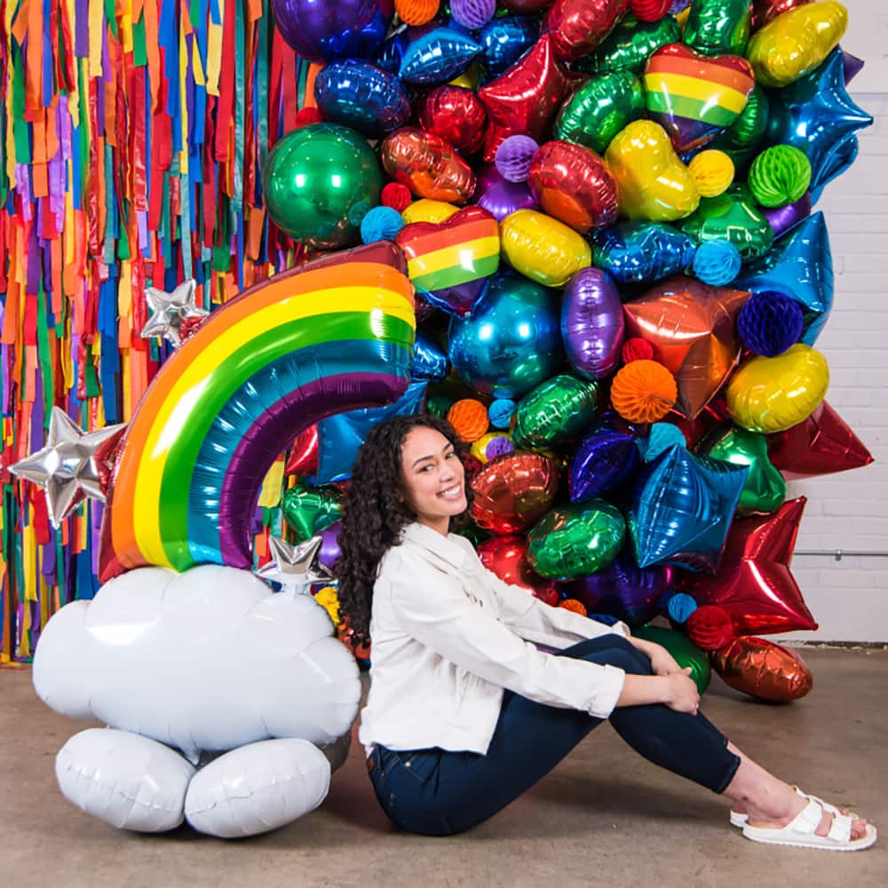 AirLoonz® 52" Rainbow Foil Balloon - Image 2