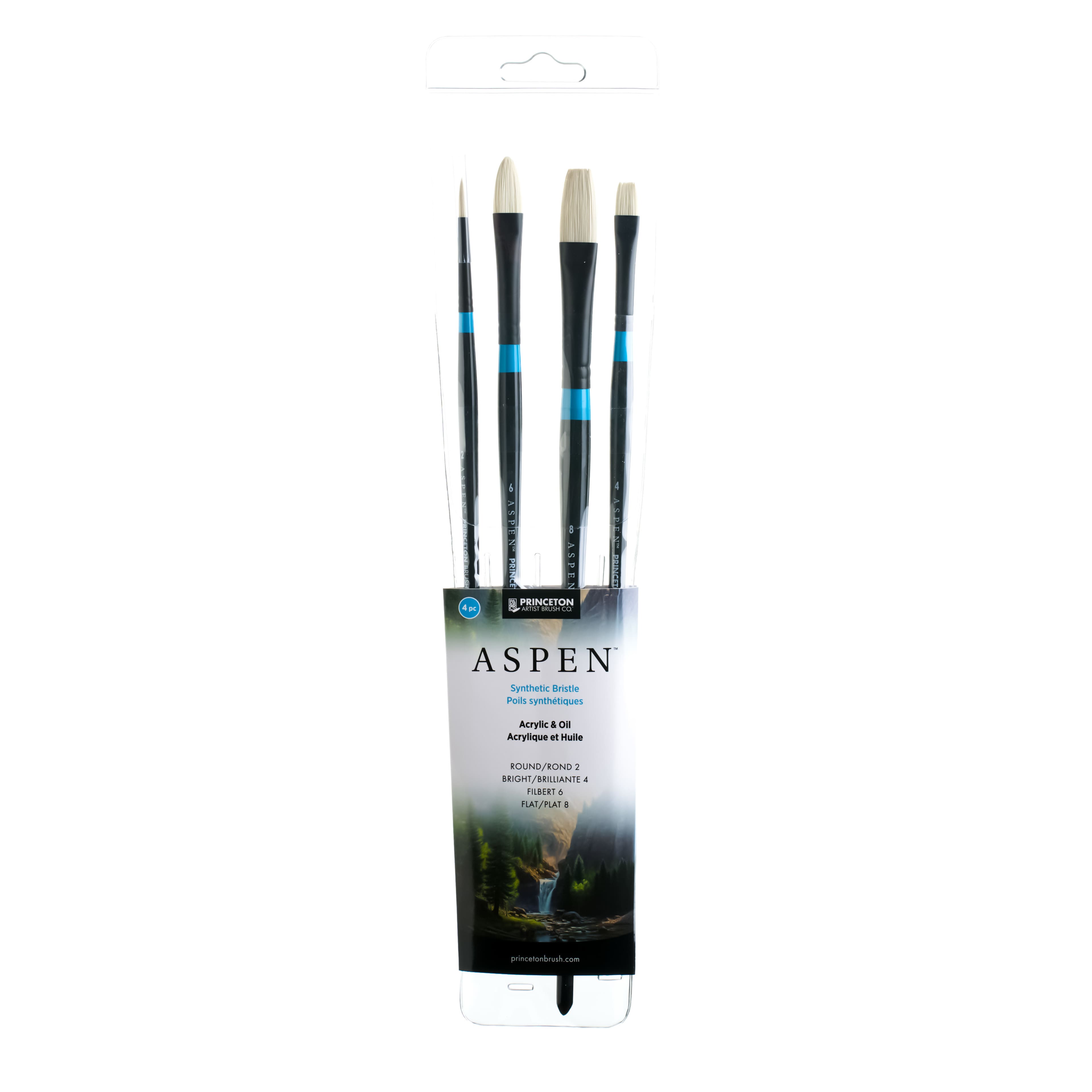 Princeton™ Aspen™ Acrylic & Oil 4 Piece Long Handle Brush Set